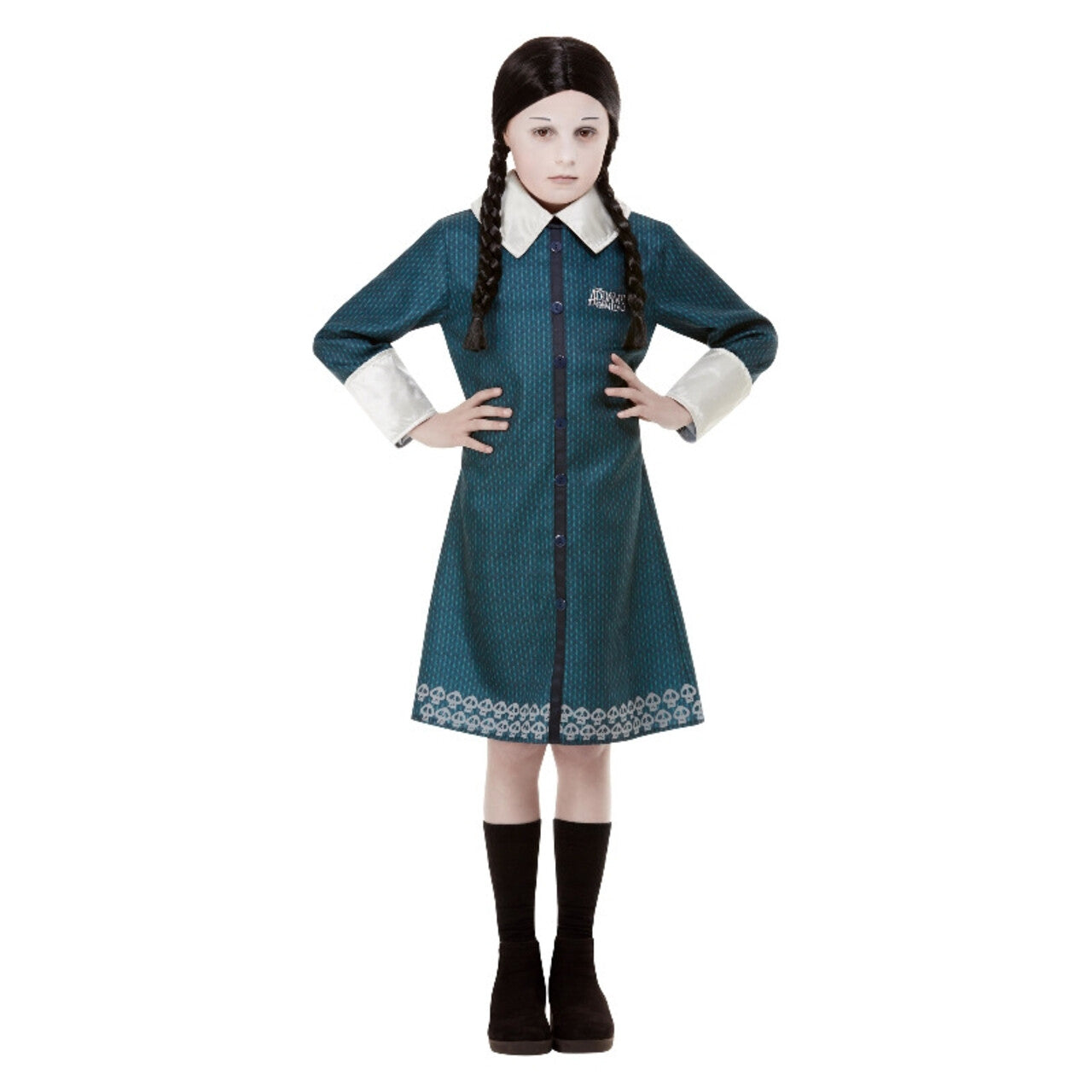 Op deze afbeelding zie je een Kostuums, van het merk Smiffy's. Addams Family Wednesday™ Meisje Kostuum
