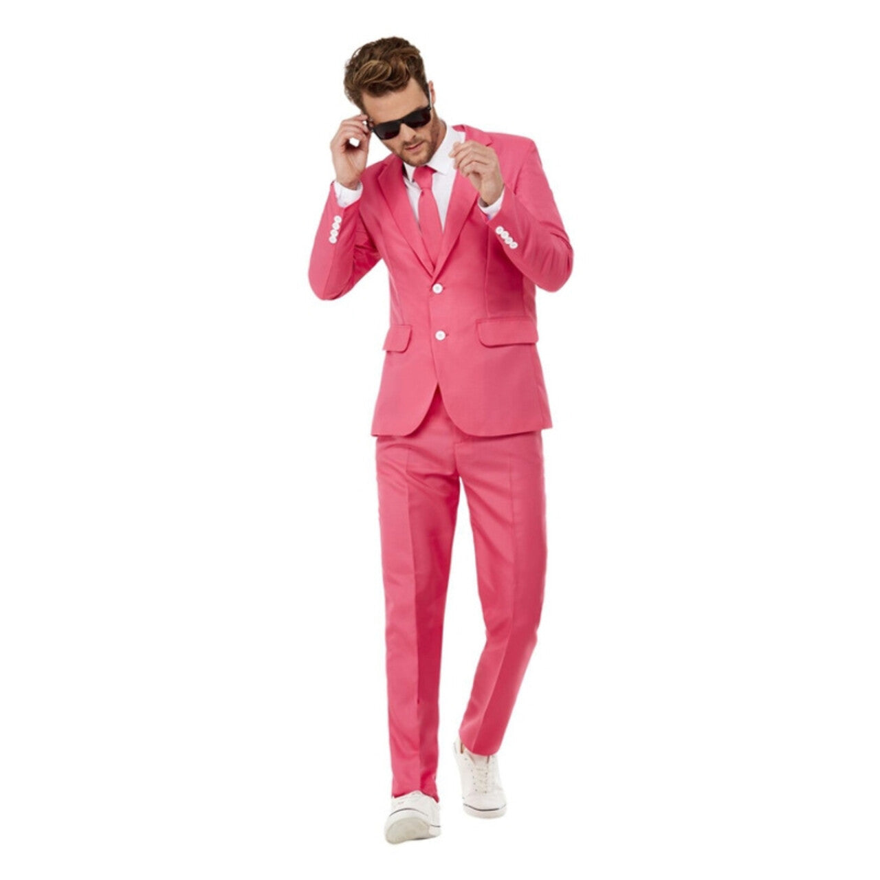 Op deze afbeelding zie je een Kostuums, van het merk Smiffy's. Lover Roze Kostuum Met Das Man