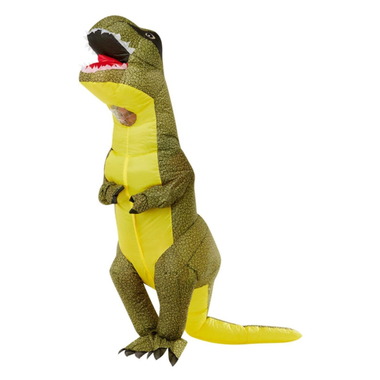 Op deze afbeelding zie je een Kostuums, van het merk Smiffy's. Opblaasbaar T-Rex Kostuum Man