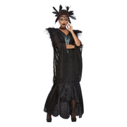 Op deze afbeelding zie je een Kostuums, van het merk Smiffy's. Lange Uitbundige Horror Flapper Vrouw Kostuum