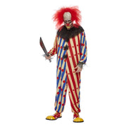 Op deze afbeelding zie je een Kostuums, van het merk Smiffy's. Gestreepte Enge Clown Man Kostuum