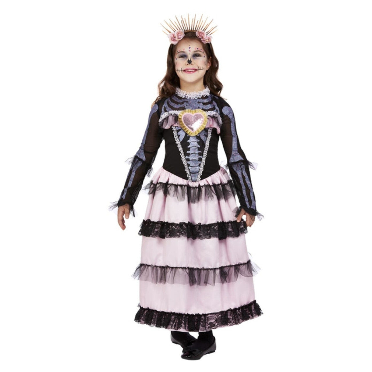 Op deze afbeelding zie je een Kostuums, van het merk Smiffy's. Senorita De Los Muertos Meisje Kostuum