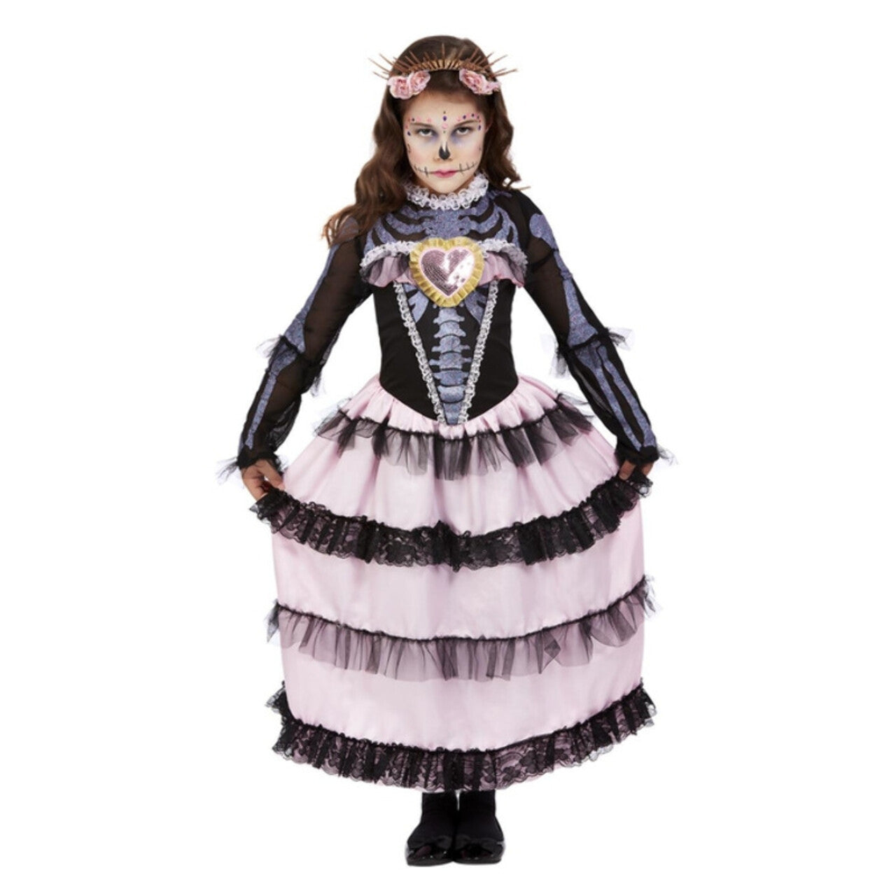 Op deze afbeelding zie je een Kostuums, van het merk Smiffy's. Senorita De Los Muertos Meisje Kostuum