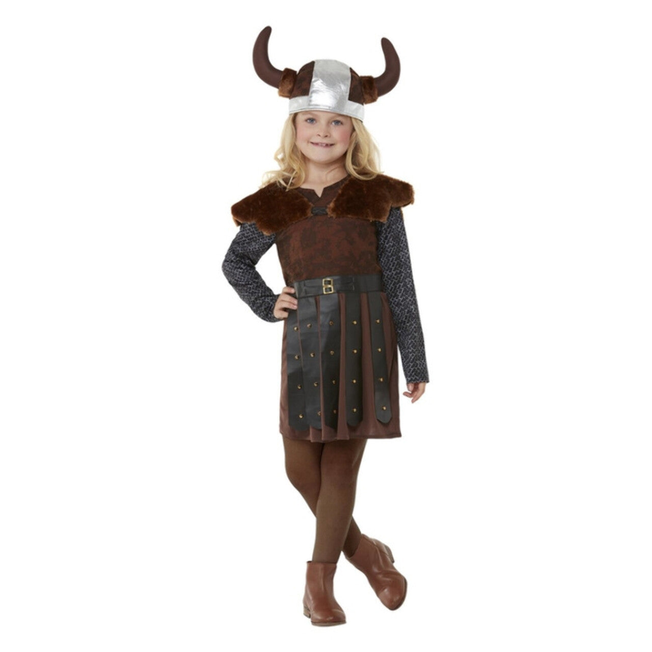 Op deze afbeelding zie je een Kostuums, van het merk Smiffy's. Gyda De Dappere Viking Meisje Kostuum