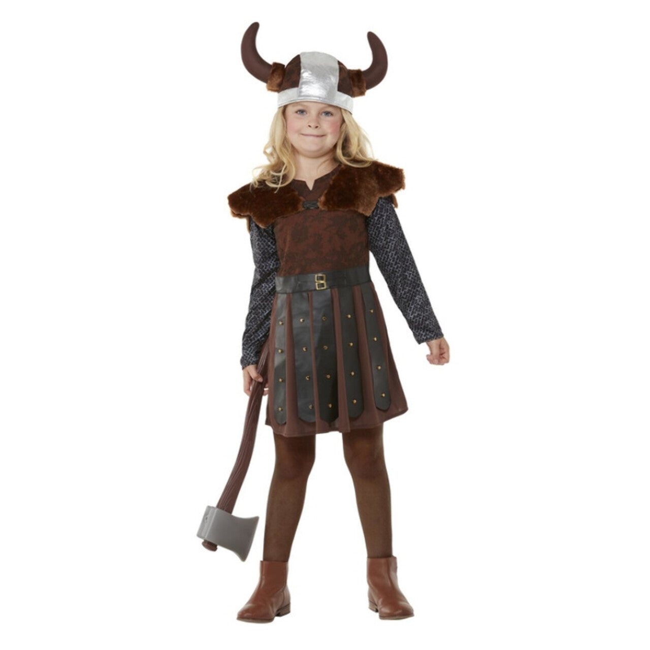 Op deze afbeelding zie je een Kostuums, van het merk Smiffy's. Gyda De Dappere Viking Meisje Kostuum