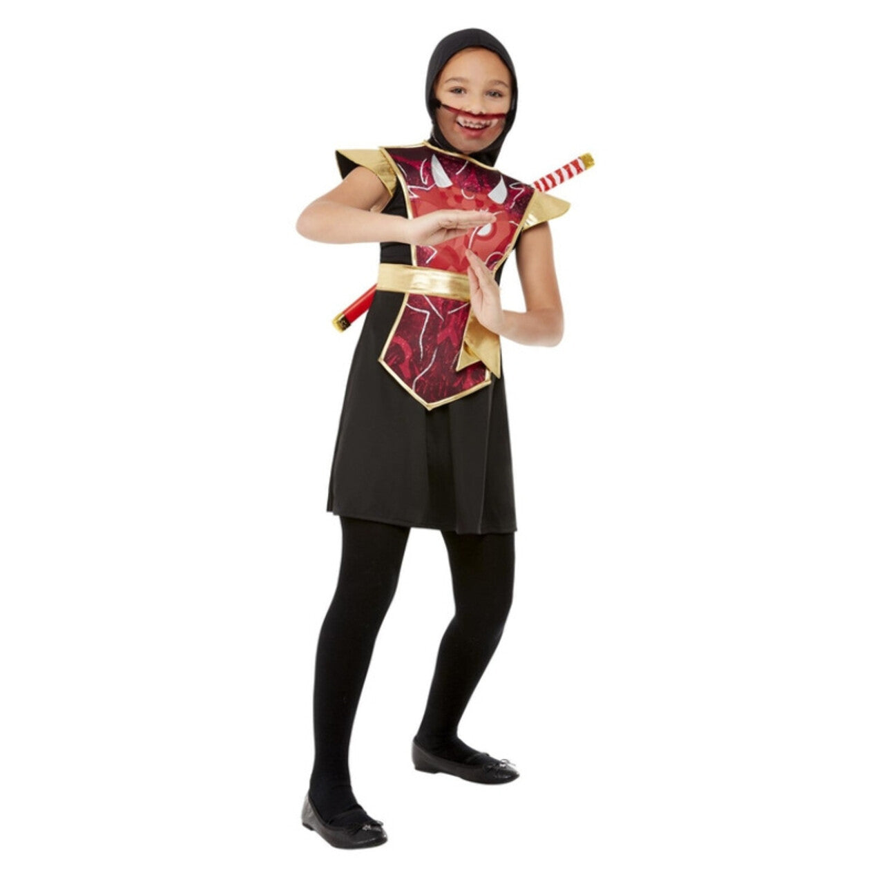 Op deze afbeelding zie je een Kostuums, van het merk Smiffy's. Ninja Warrior Futuristisch Rood Meisje Kostuum