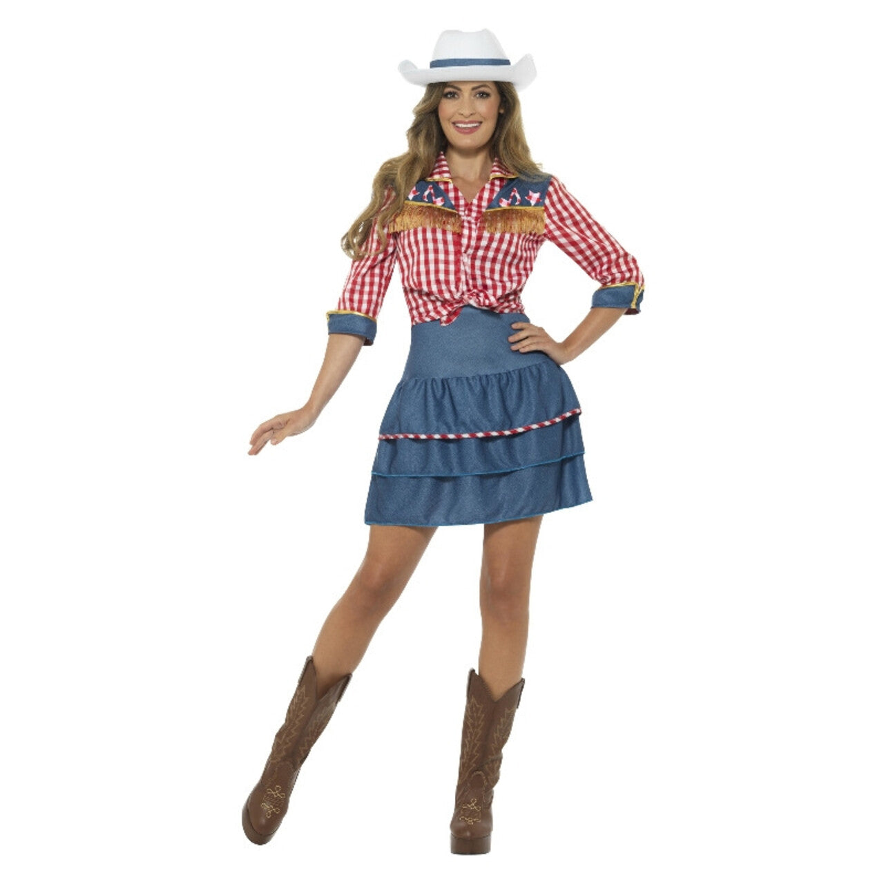 Op deze afbeelding zie je een Kostuums, van het merk Smiffy's. Giddy Up Rodeo Cowgirl Vrouw Kostuum