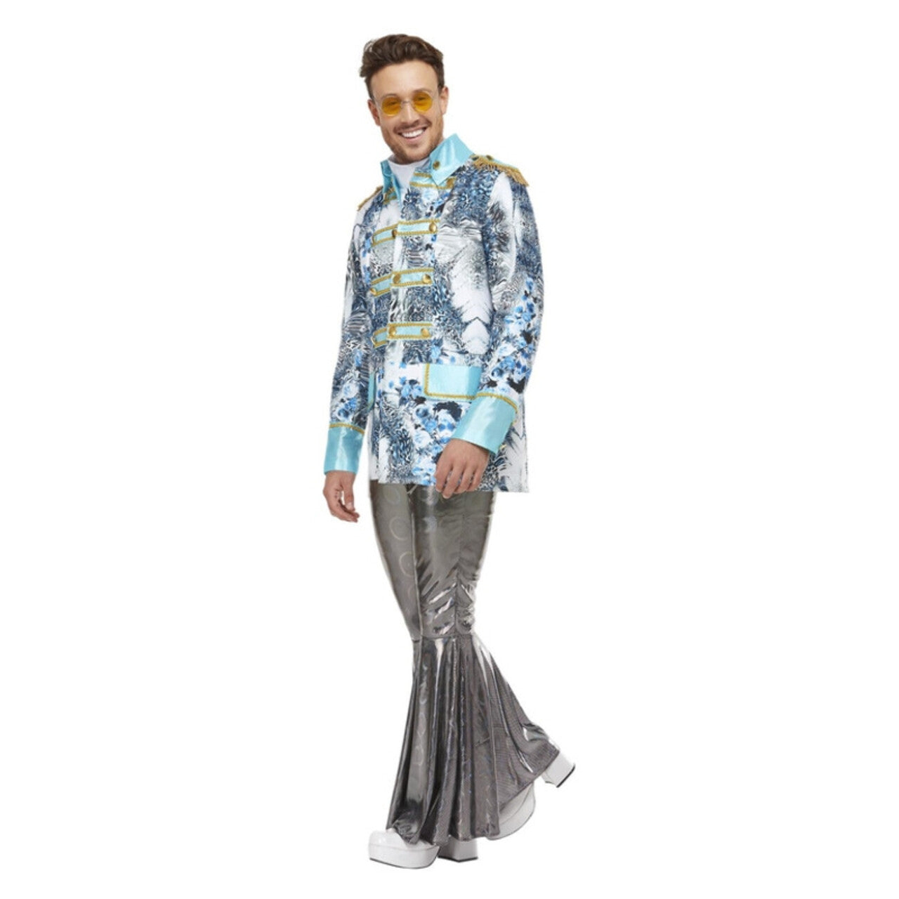Op deze afbeelding zie je een Kostuums, van het merk Smiffy's. Blauwe Psychedelische Jas Elton Man