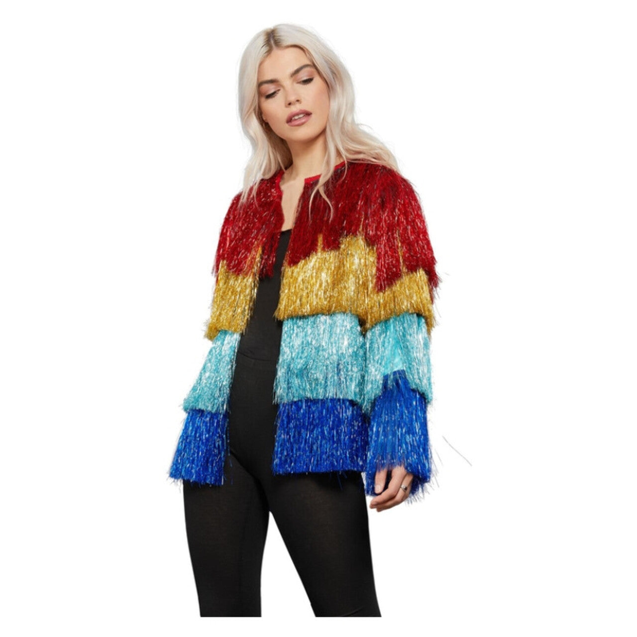 Op deze afbeelding zie je een Kostuums, van het merk Smiffy's. Trots Als Een Regenboog Pauw Flapper Jas Vrouw