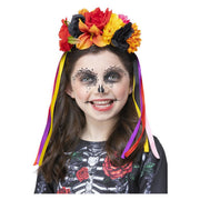 Op deze afbeelding zie je een Accessoires, van het merk Smiffy's. Day Of The Dead Bloemen Hoofdband Kind