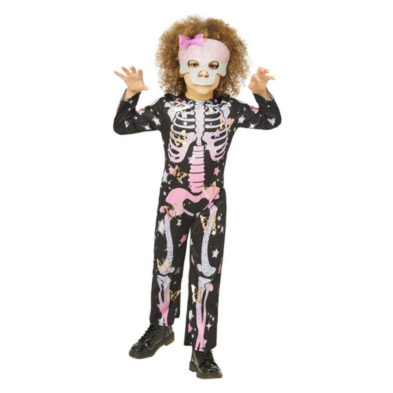 Op deze afbeelding zie je een Kostuums, van het merk Smiffy's. Skelet Rosalie Scarepink Meisje Kostuum