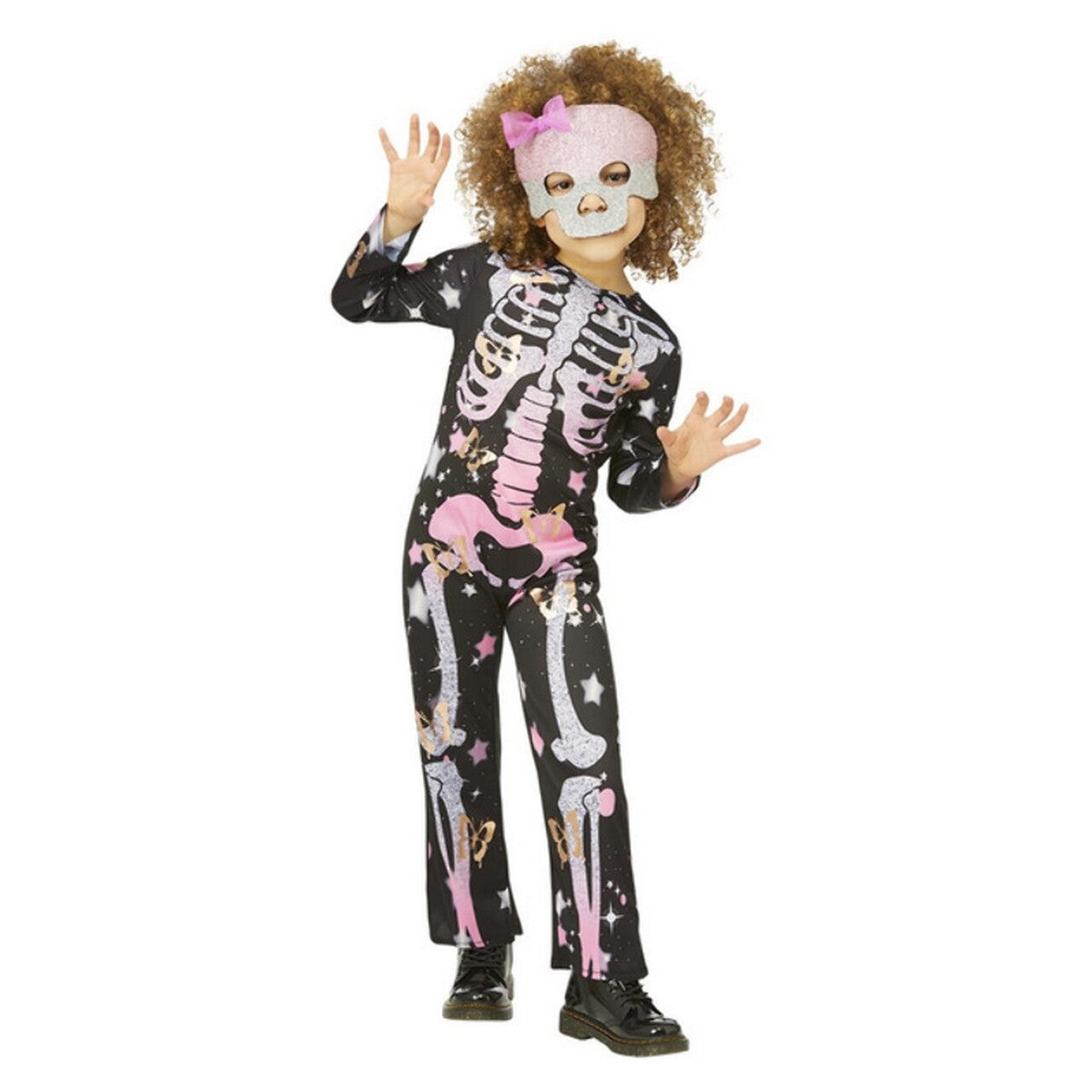 Op deze afbeelding zie je een Kostuums, van het merk Smiffy's. Skelet Rosalie Scarepink Meisje Kostuum