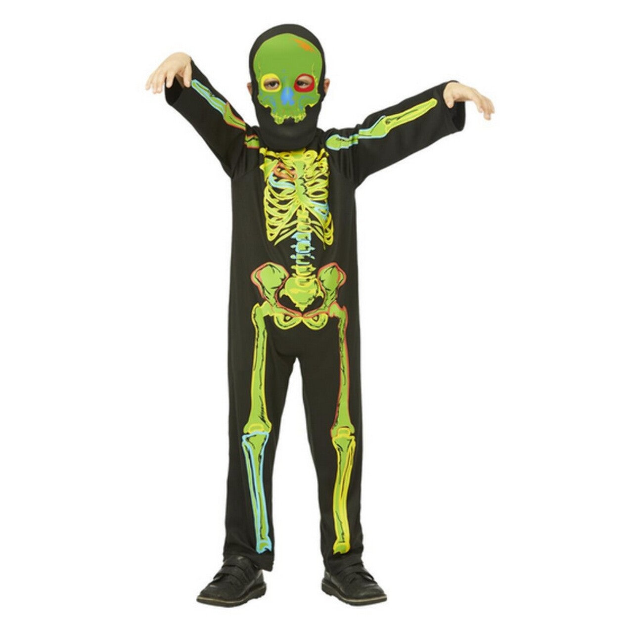 Op deze afbeelding zie je een Kostuums, van het merk Smiffy's. Glow In The Dark Skelet Zombie Glowboy Jongen Kostuum