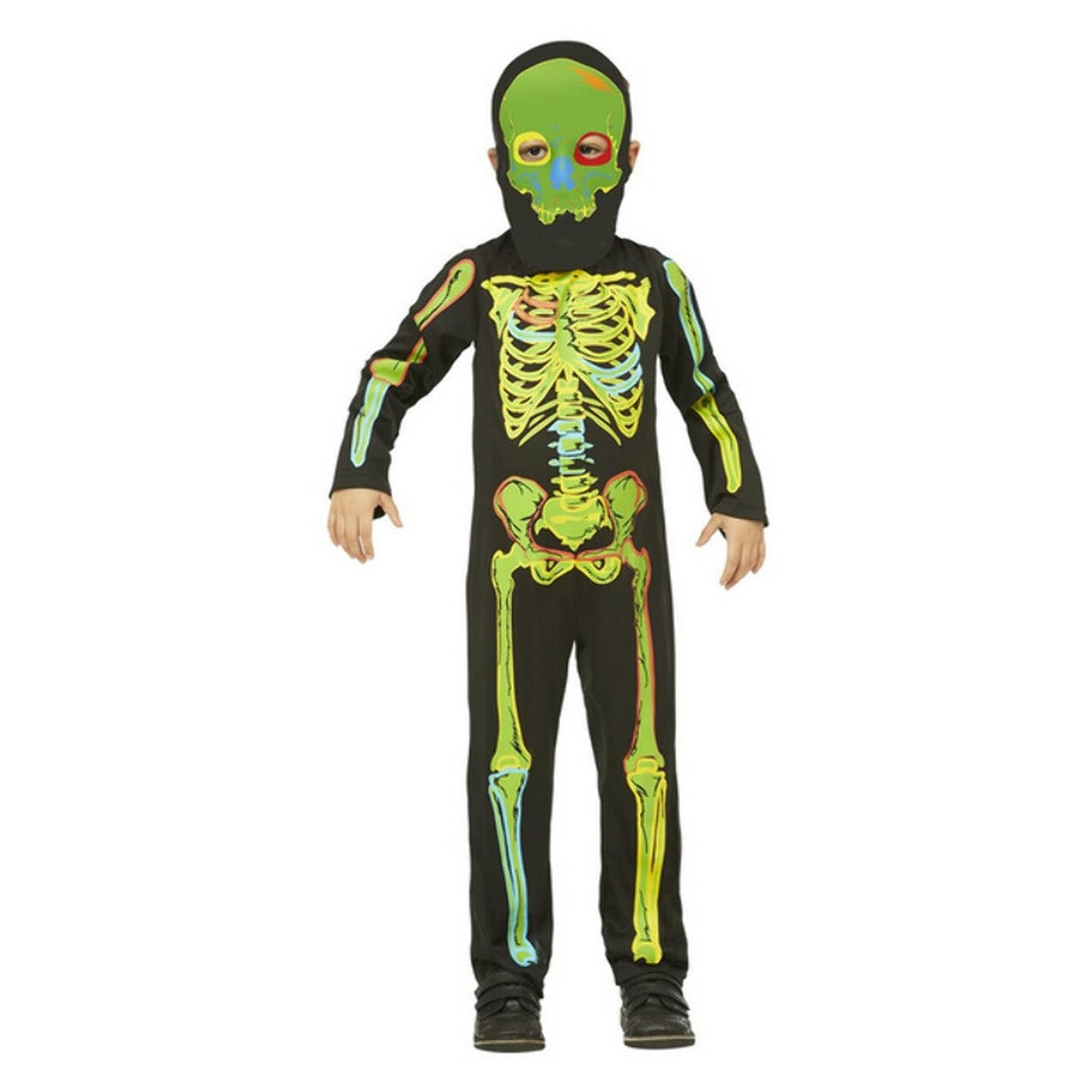 Op deze afbeelding zie je een Kostuums, van het merk Smiffy's. Glow In The Dark Skelet Zombie Glowboy Jongen Kostuum