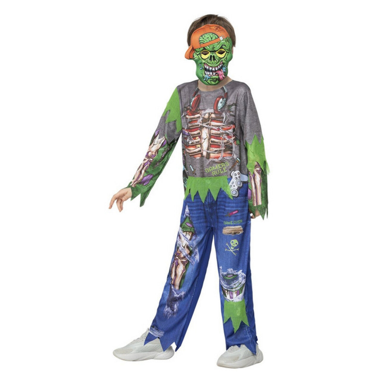 Op deze afbeelding zie je een Kostuums, van het merk Smiffy's. Coole Te Lang Aan Het Gamen Zombie Kind Kostuum