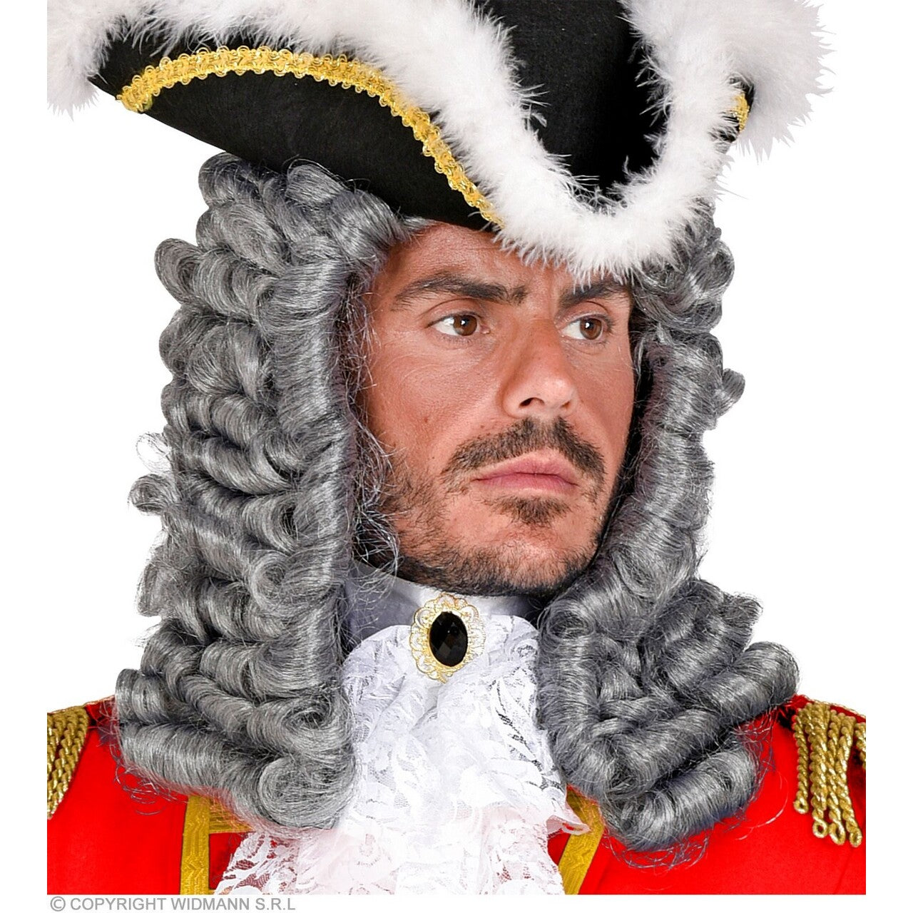 Op deze afbeelding zie je een Accessoires, van het merk Widmann. Karakter Pruik Rechter Commandant Grijs