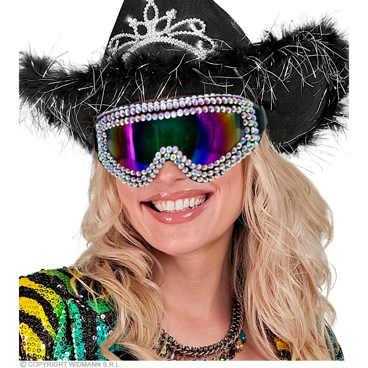 Op deze afbeelding zie je een Accessoires, van het merk Widmann. Ski-Bril 80s Strass