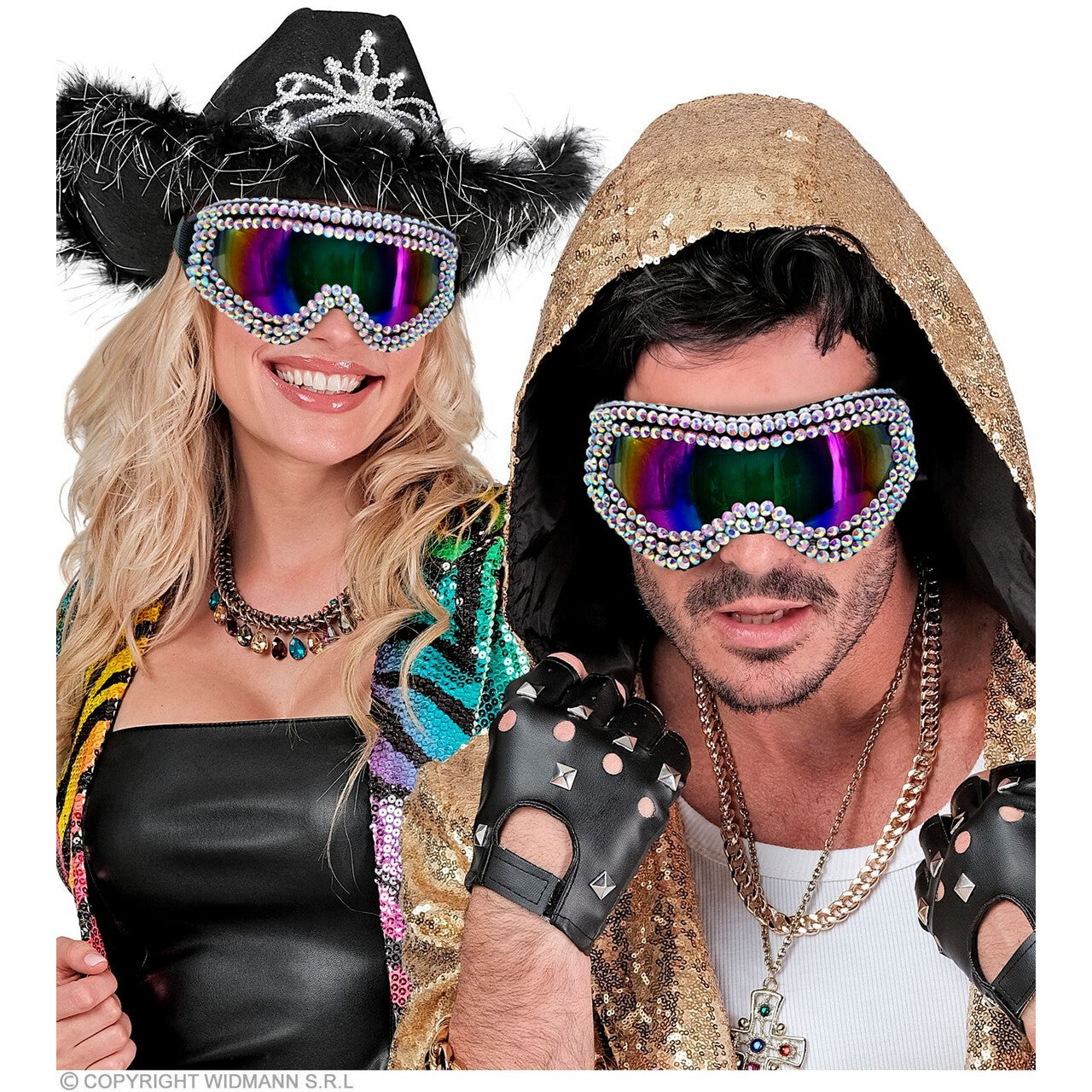Op deze afbeelding zie je een Accessoires, van het merk Widmann. Ski-Bril 80s Strass