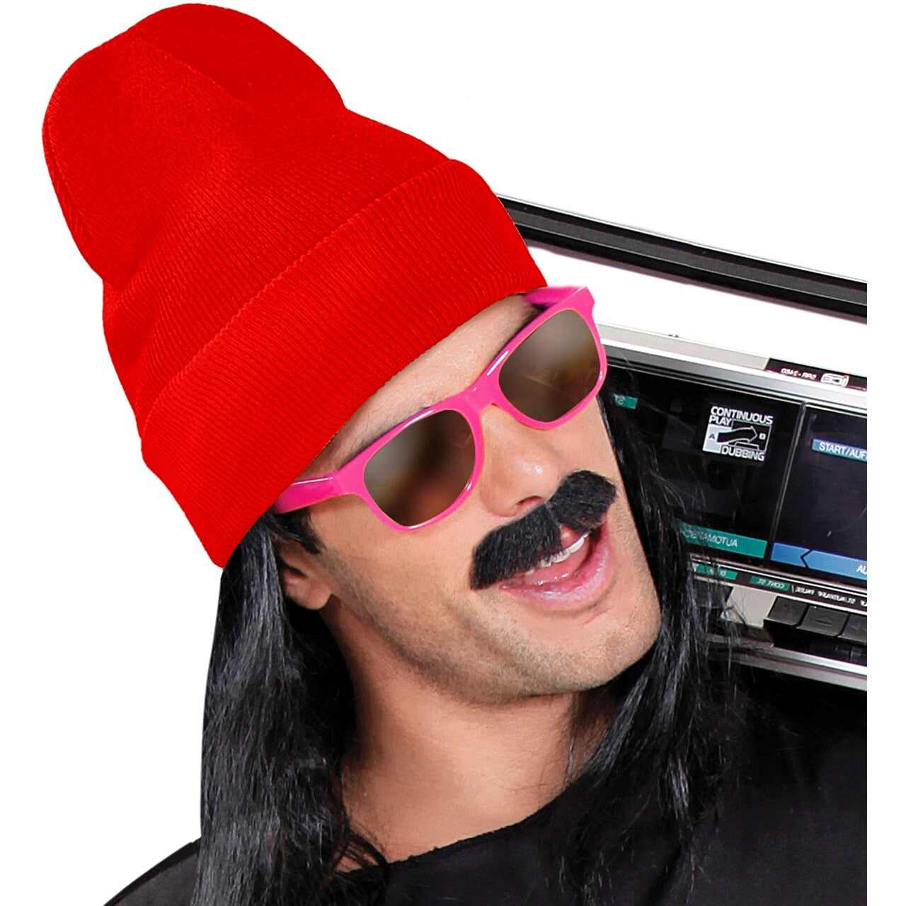 Op deze afbeelding zie je een Accessoires, van het merk Widmann. Rode Winter Muts Happy Red Beanie
