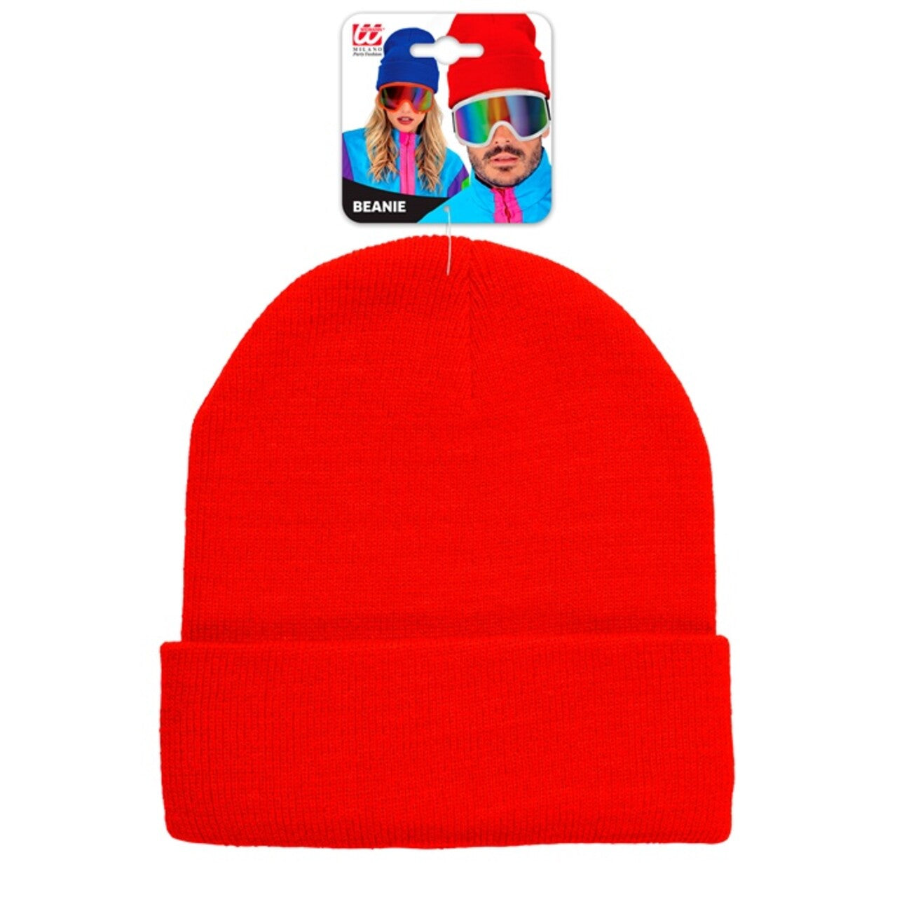 Op deze afbeelding zie je een Accessoires, van het merk Widmann. Rode Winter Muts Happy Red Beanie