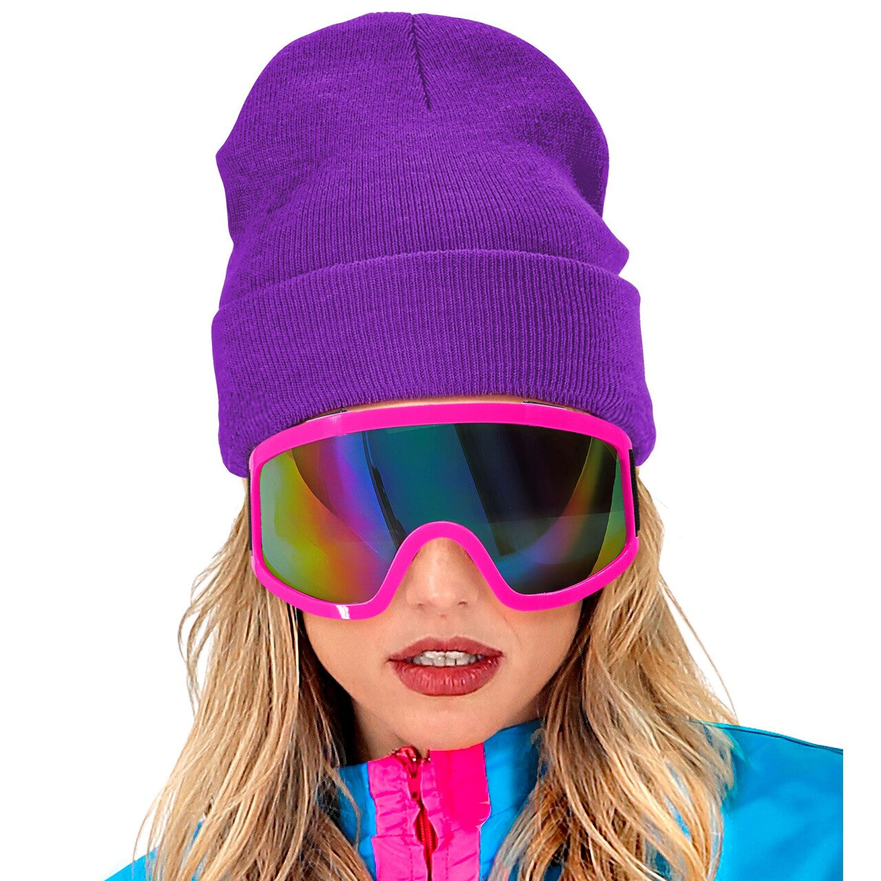 Op deze afbeelding zie je een Accessoires, van het merk Widmann. Paarse Winter Muts Purple Snow Beanie