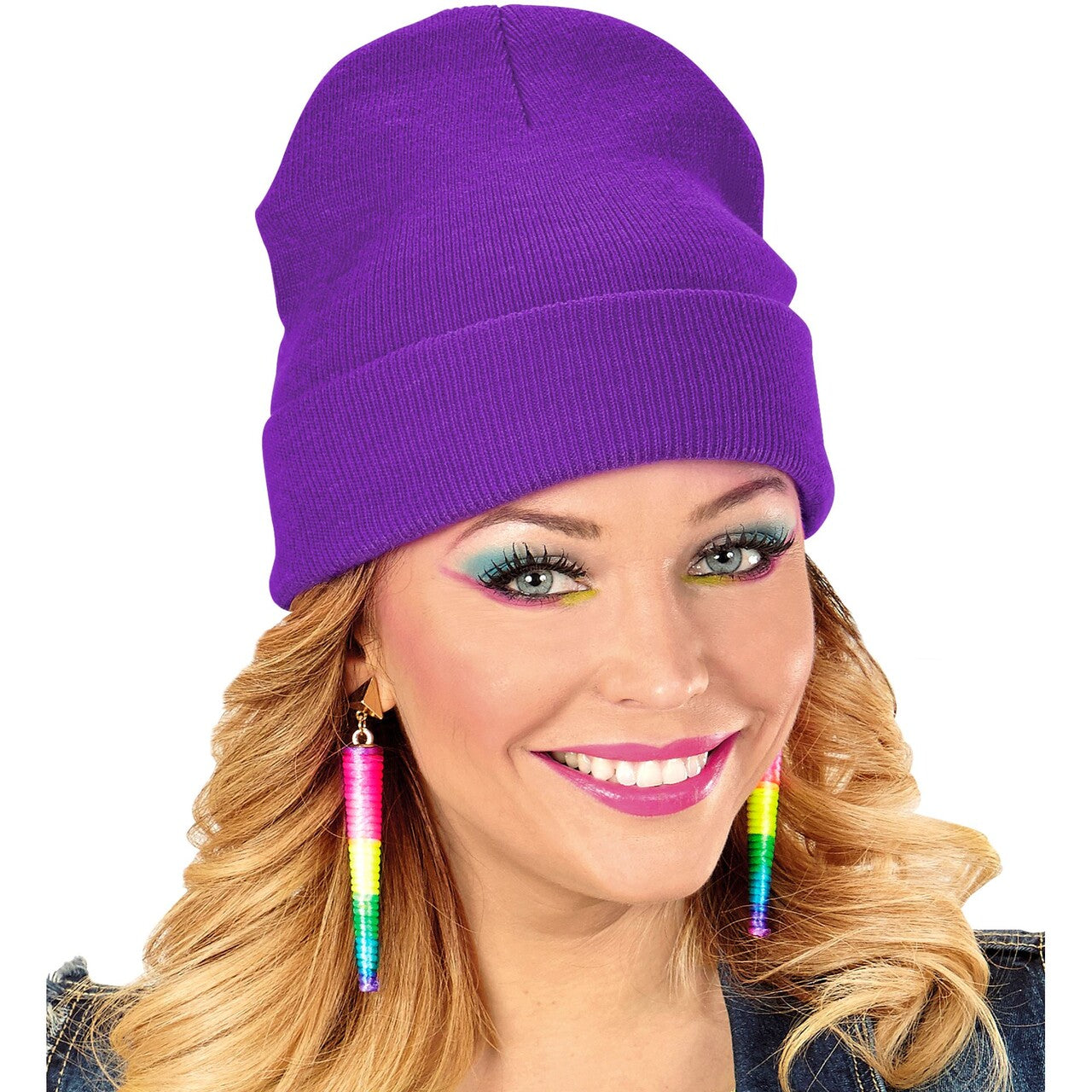 Op deze afbeelding zie je een Accessoires, van het merk Widmann. Paarse Winter Muts Purple Snow Beanie