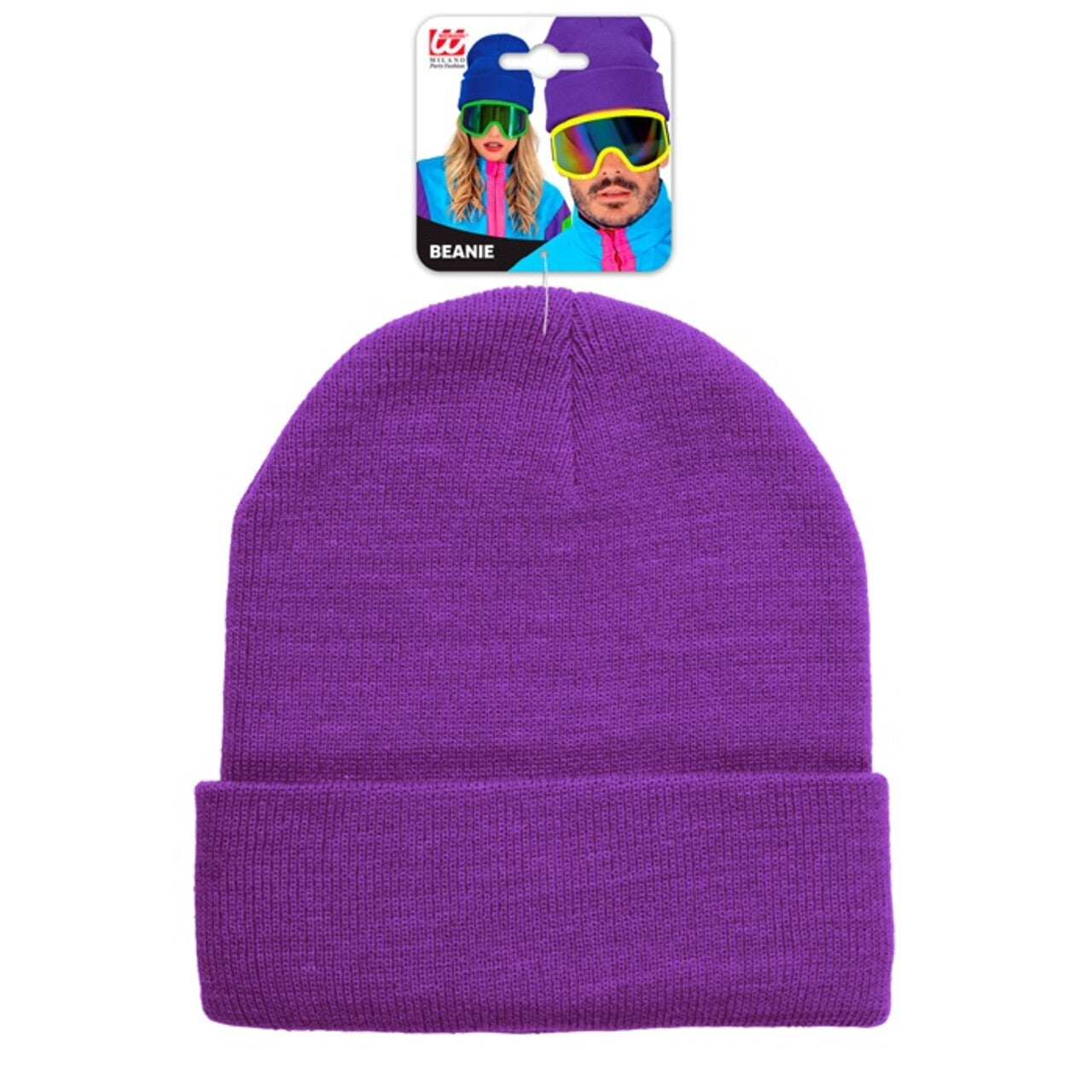 Op deze afbeelding zie je een Accessoires, van het merk Widmann. Paarse Winter Muts Purple Snow Beanie