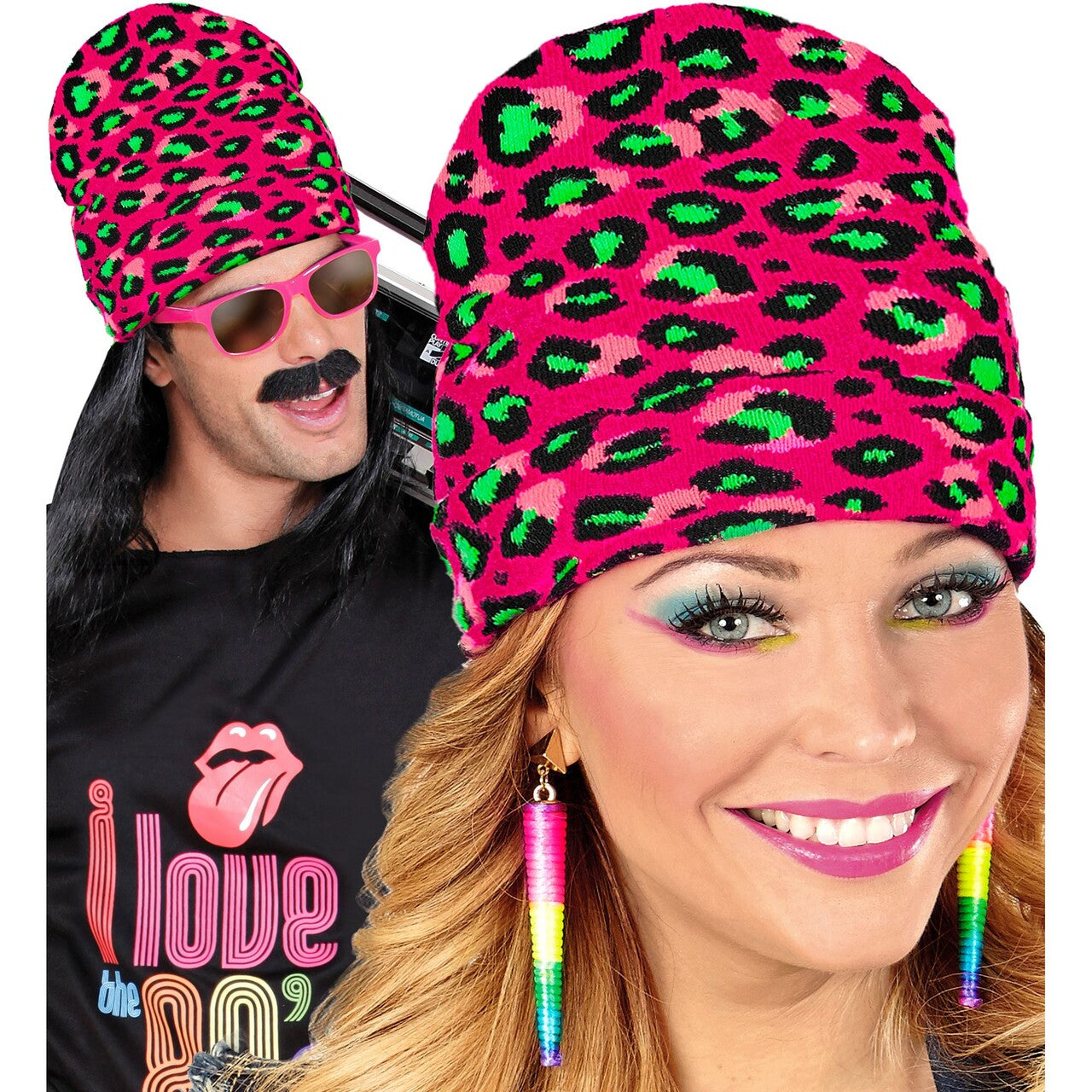 Op deze afbeelding zie je een Accessoires, van het merk Widmann. Pink Leopard Muts
