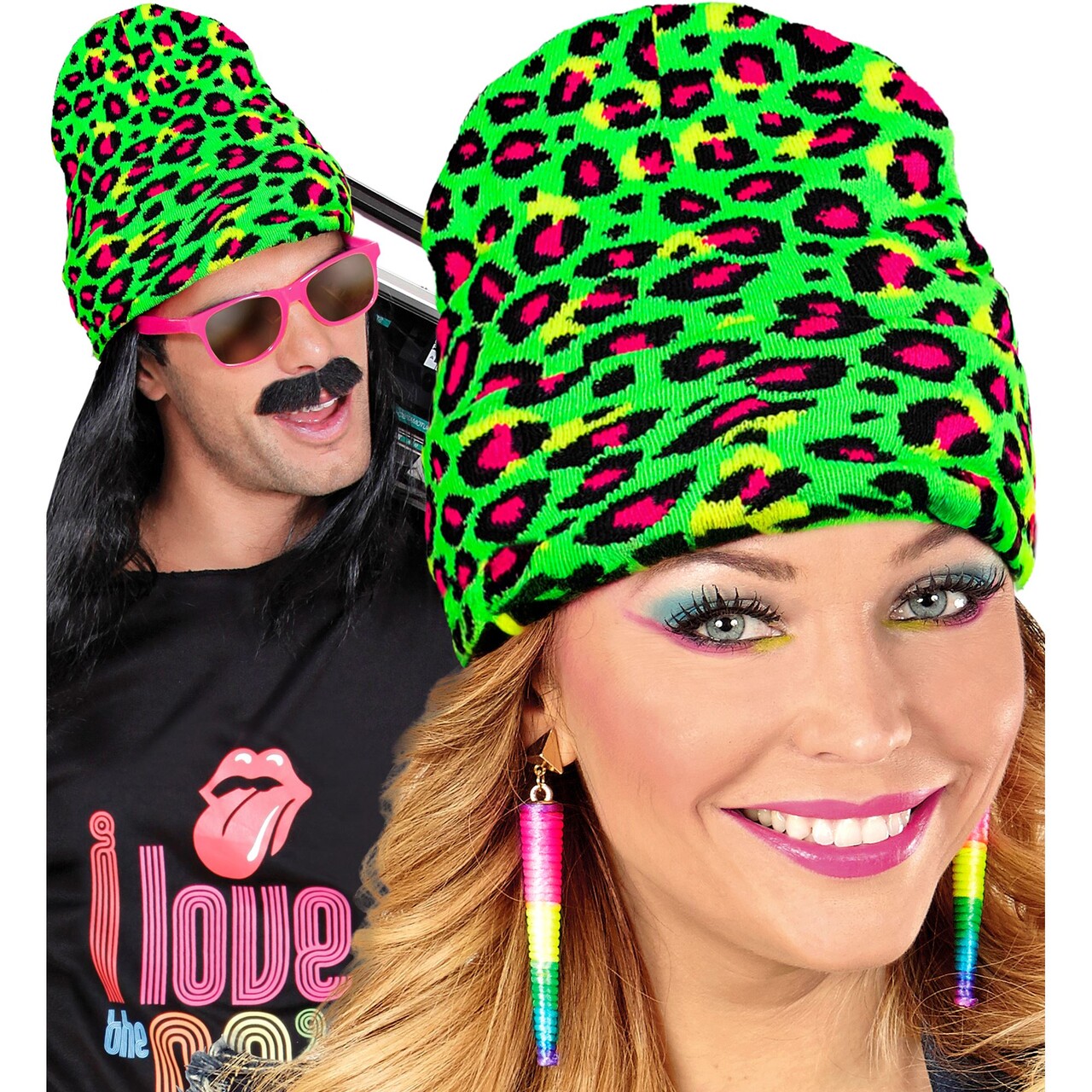 Op deze afbeelding zie je een Accessoires, van het merk Widmann. Green Leopard Muts