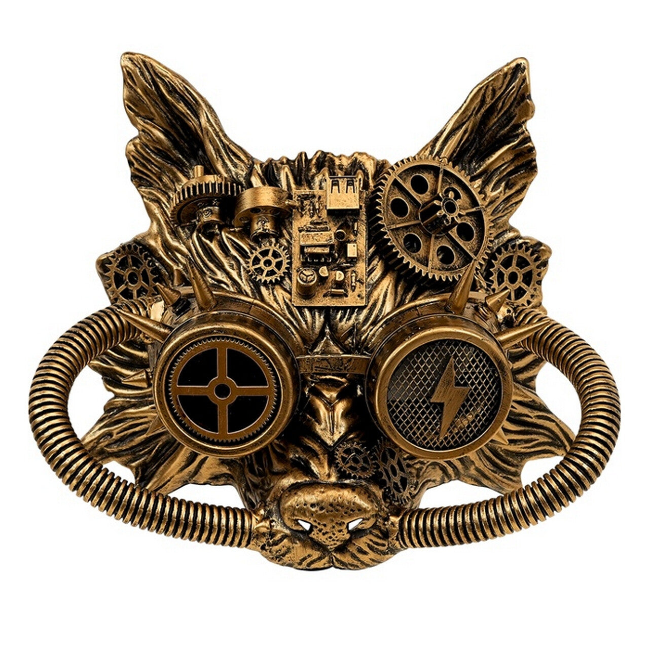 Op deze afbeelding zie je een Accessoires, van het merk Widmann. Gouden Fantasy Wolf Masker Steampunk