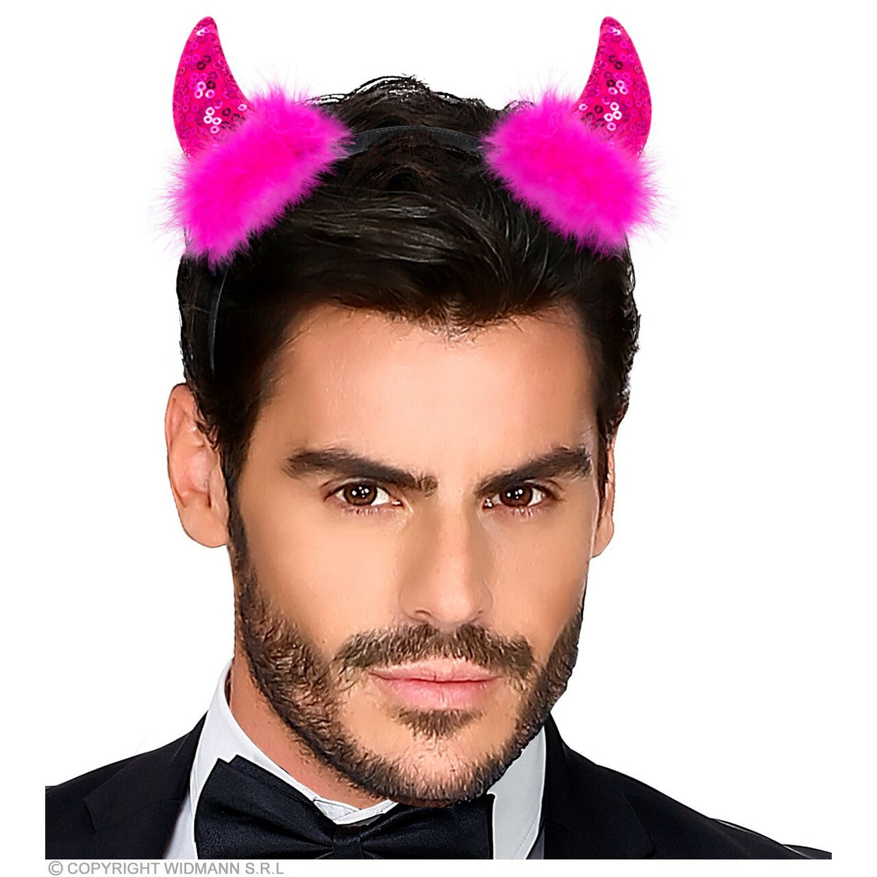 Op deze afbeelding zie je een Accessoires, van het merk Widmann. Sweet Devil Haarband Pailletten Roze