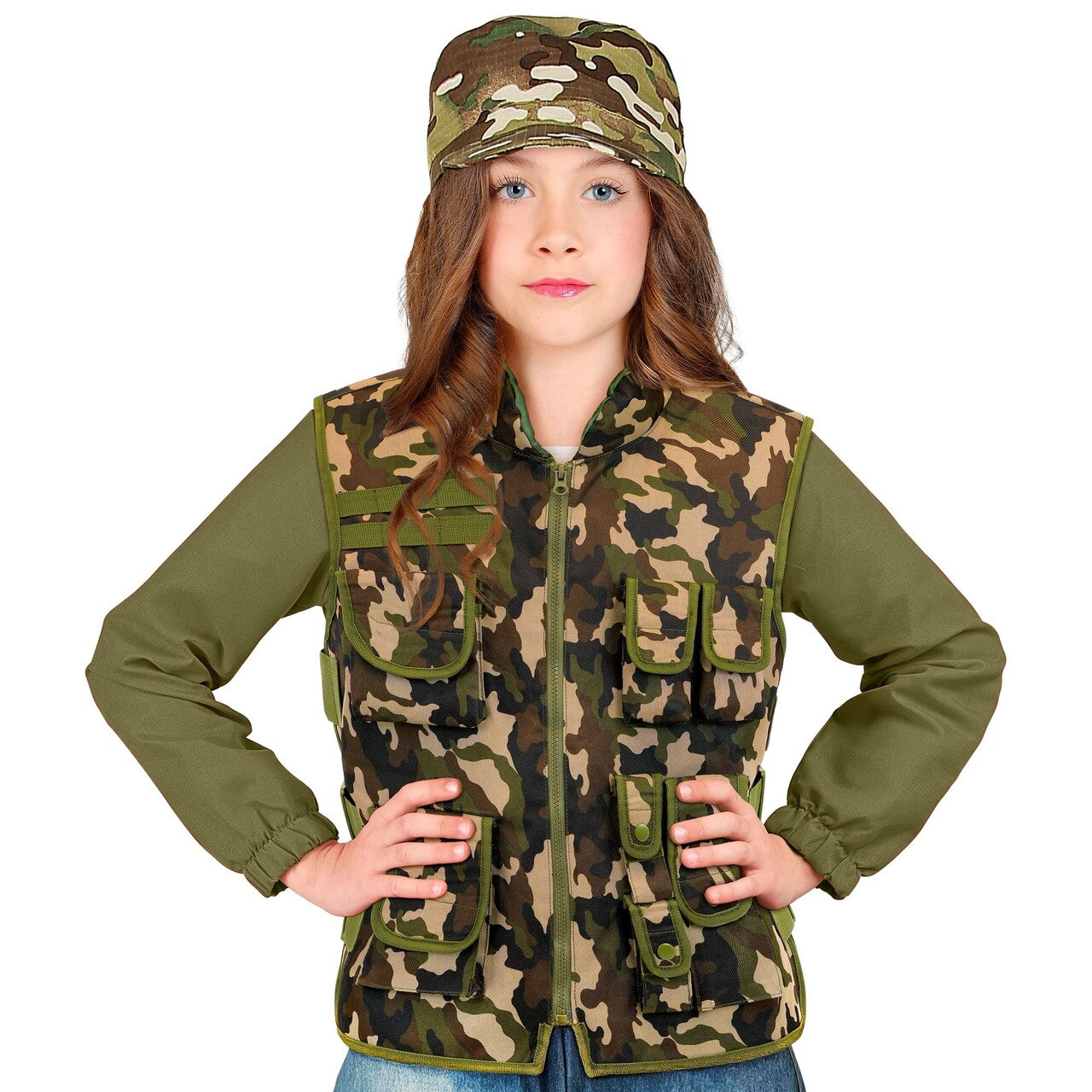 Op deze afbeelding zie je een Kostuums, van het merk Widmann. Army Camouflage Bodywarmer Kind