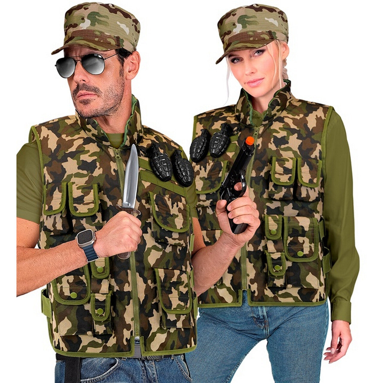 Op deze afbeelding zie je een Kostuums, van het merk Widmann. Special Commando Team Vest Camo
