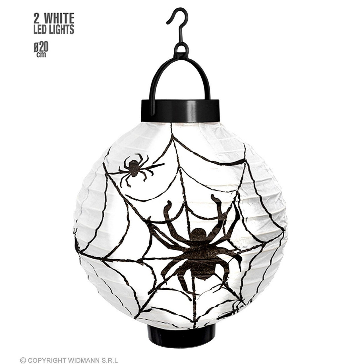 Op deze afbeelding zie je een Decoratie, van het merk Widmann. Lampion Zwarte Weduwe Met Verlichting, 20 Centimeter
