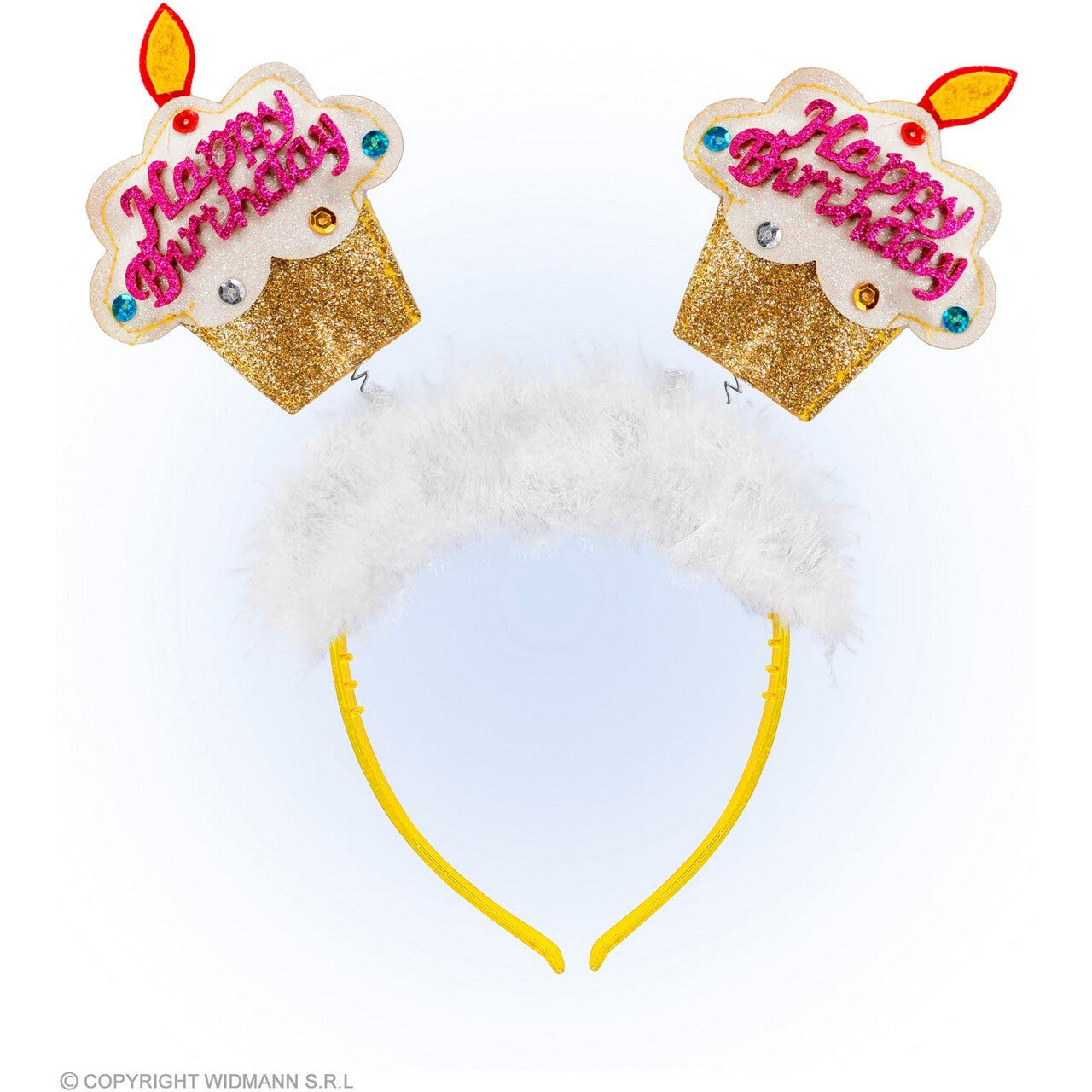 Op deze afbeelding zie je een Accessoires, van het merk Widmann. Cupcake Happy Birthday Haarband Goud