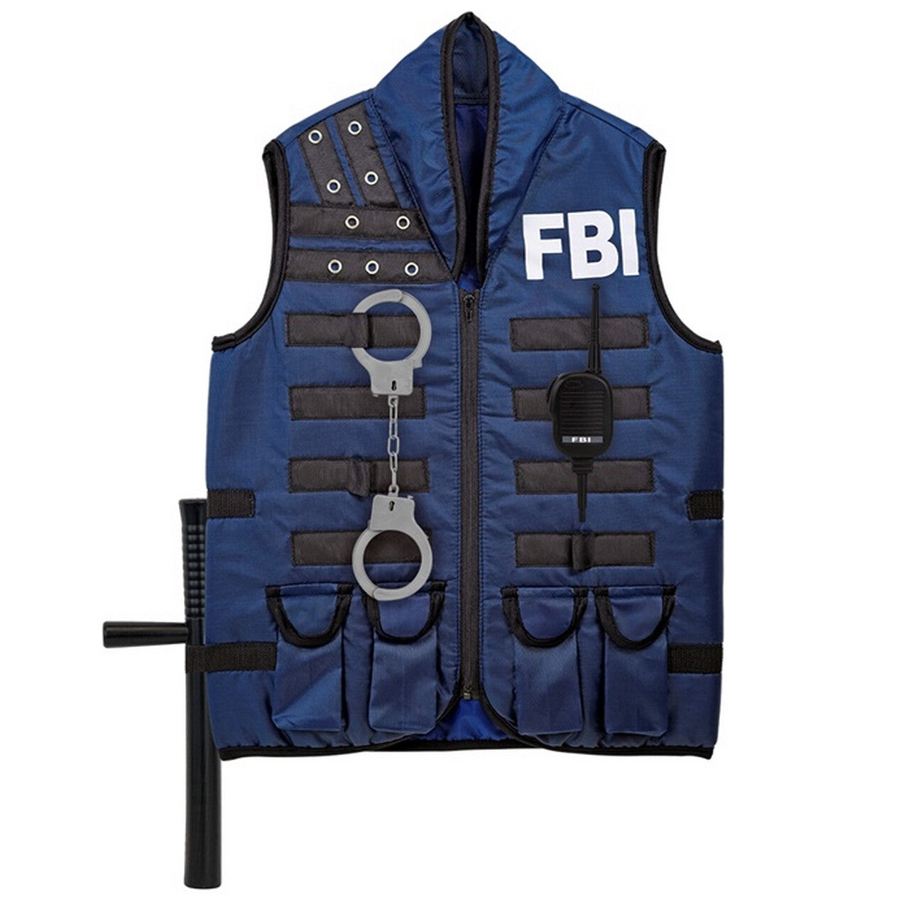 Op deze afbeelding zie je een Kostuums, van het merk Widmann. Utility Politie Vest Blauw Met Accessoires Kind Kostuum