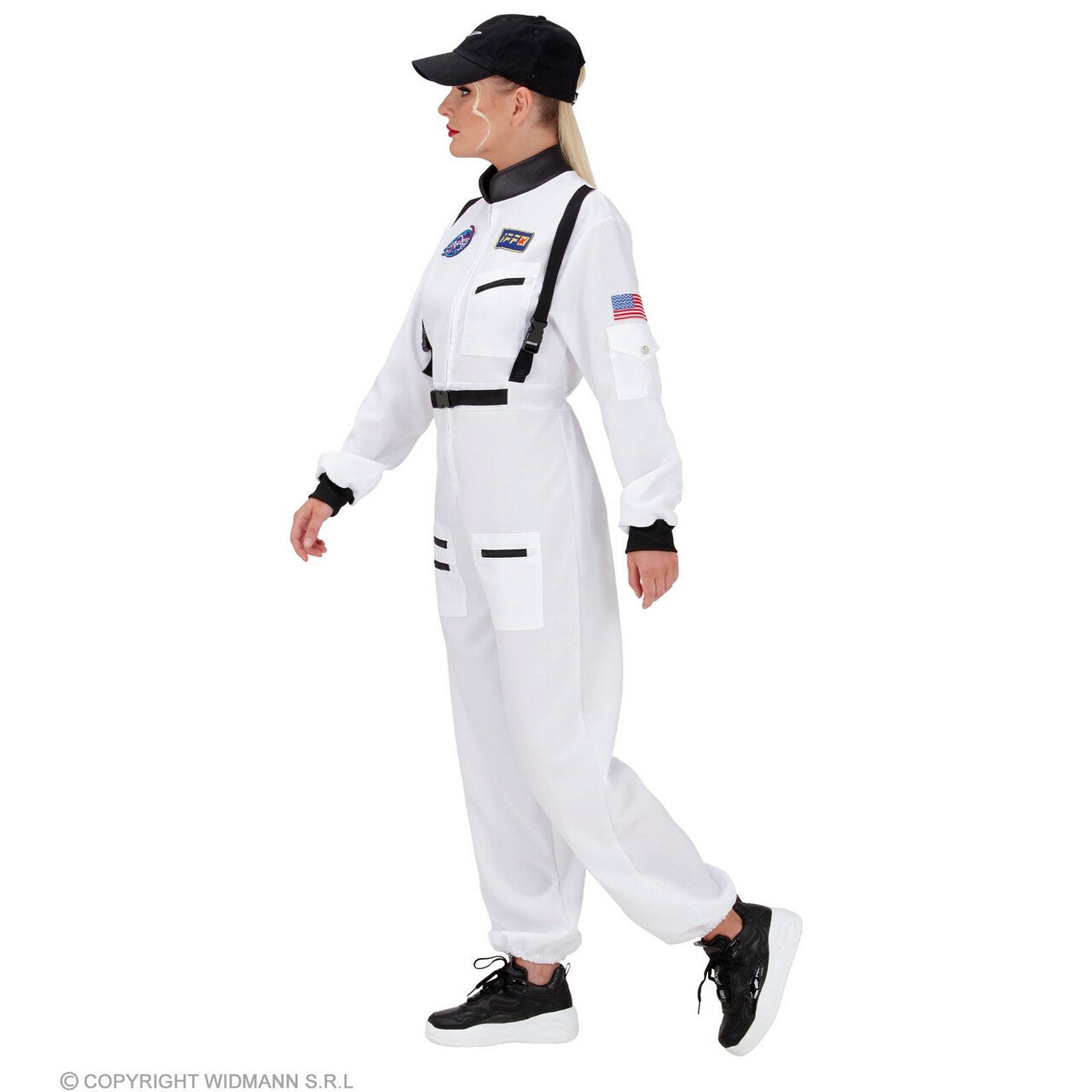 Op deze afbeelding zie je een Kostuums, van het merk Widmann. USA Astronaut Wit Sally Vrouw Kostuum
