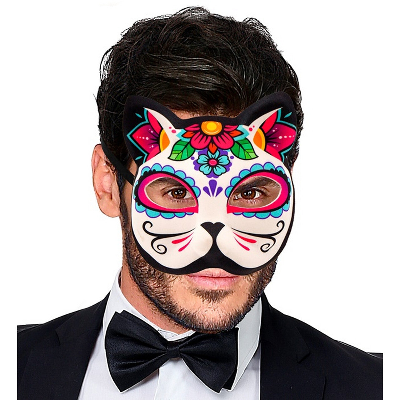 Op deze afbeelding zie je een Accessoires, van het merk Widmann. Masker Day Of The Dead Kat