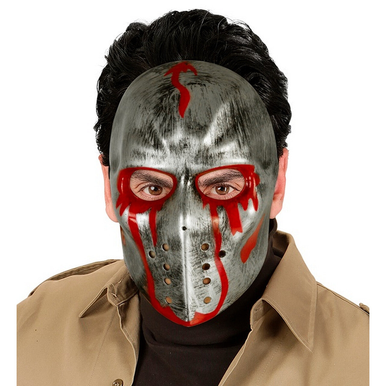 Op deze afbeelding zie je een Accessoires, van het merk Widmann. IJshockey Masker Jason Zilver