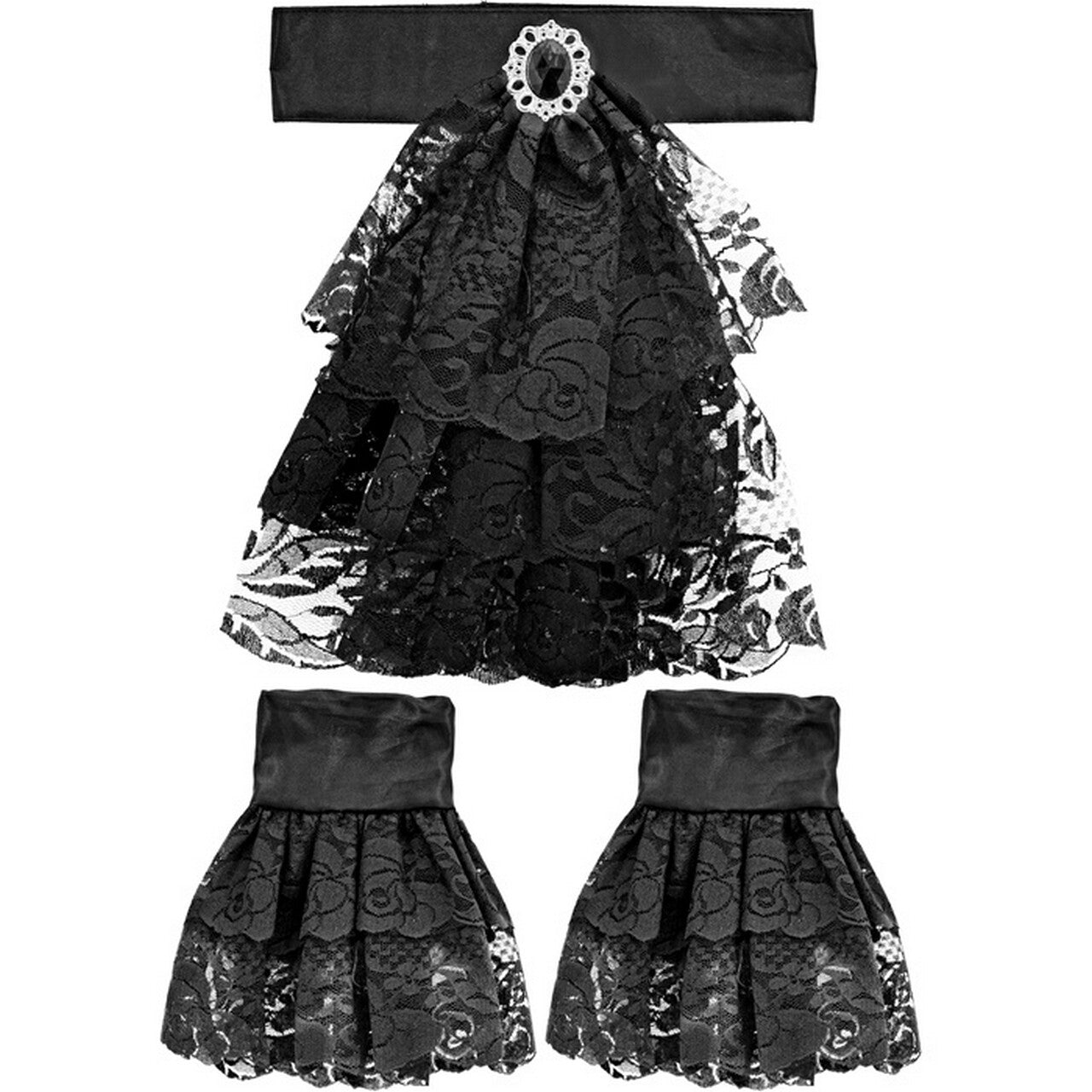 Op deze afbeelding zie je een Accessoires, van het merk Widmann. Jabot En Manchetten Zwart Kant