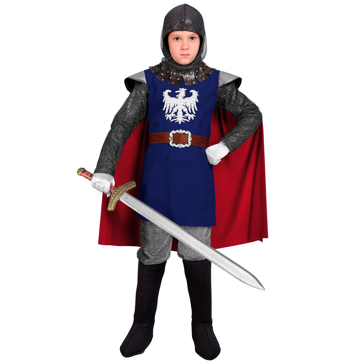 Op deze afbeelding zie je een Kostuums, van het merk Widmann. Ridder Van Blauw Adelaarshorst Kind Kostuum