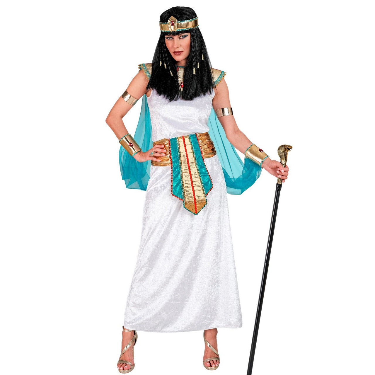 Op deze afbeelding zie je een Kostuums, van het merk Widmann. Beeldschone Koningin Van Egypte Cleo Vrouw Kostuum