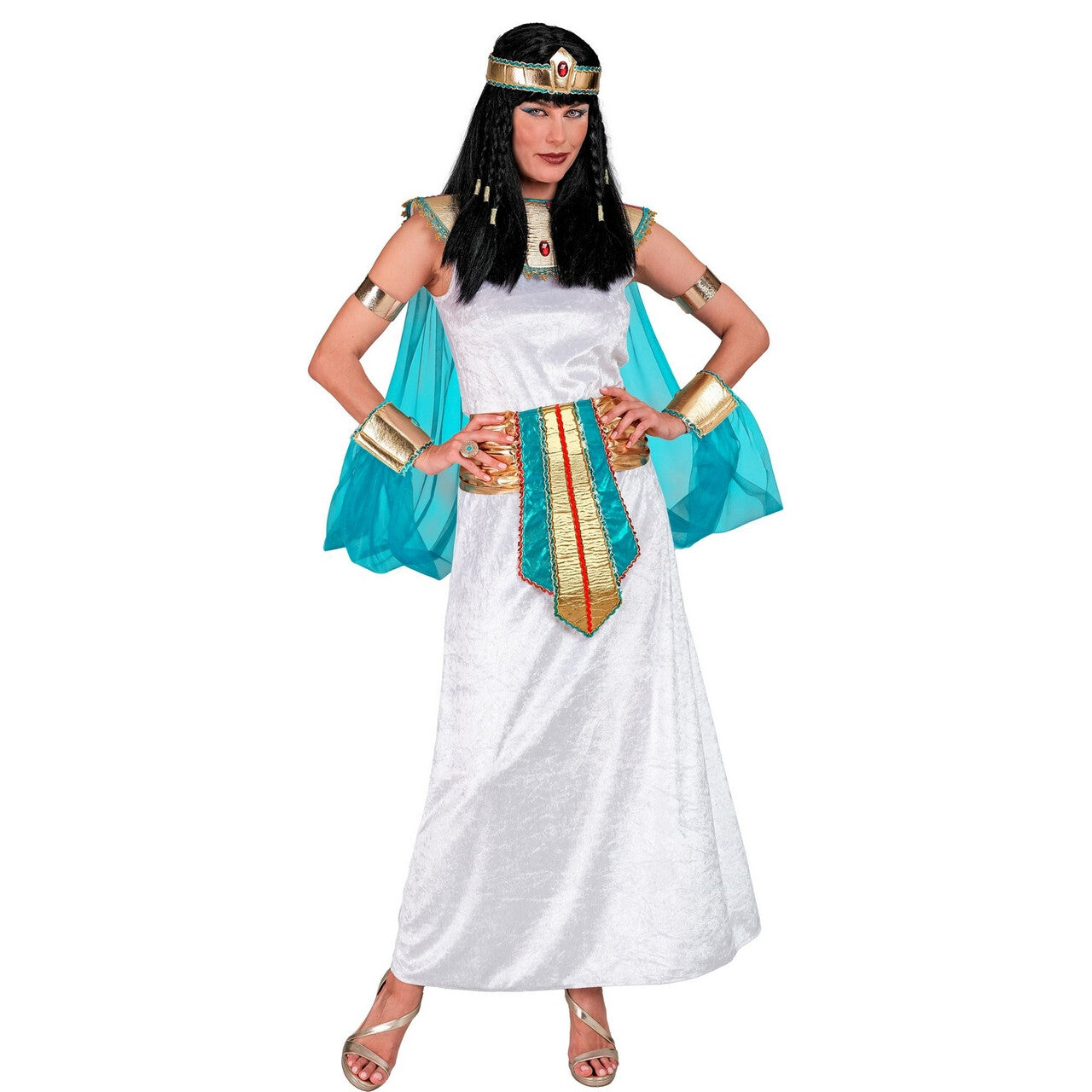 Op deze afbeelding zie je een Kostuums, van het merk Widmann. Beeldschone Koningin Van Egypte Cleo Vrouw Kostuum