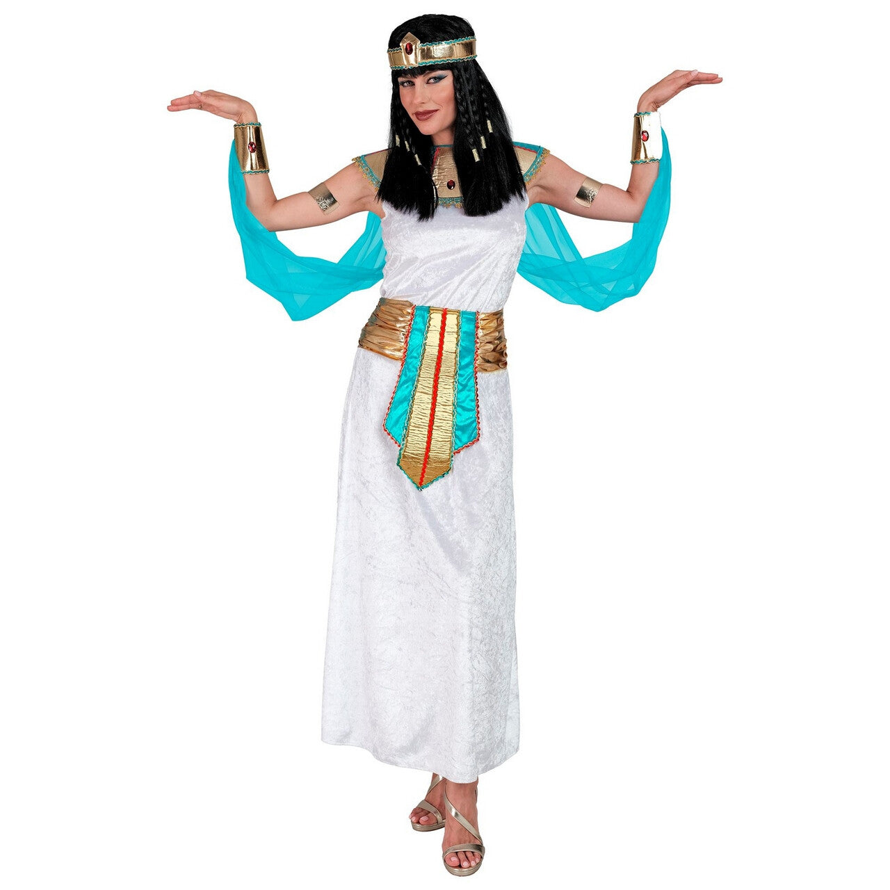 Op deze afbeelding zie je een Kostuums, van het merk Widmann. Beeldschone Koningin Van Egypte Cleo Vrouw Kostuum