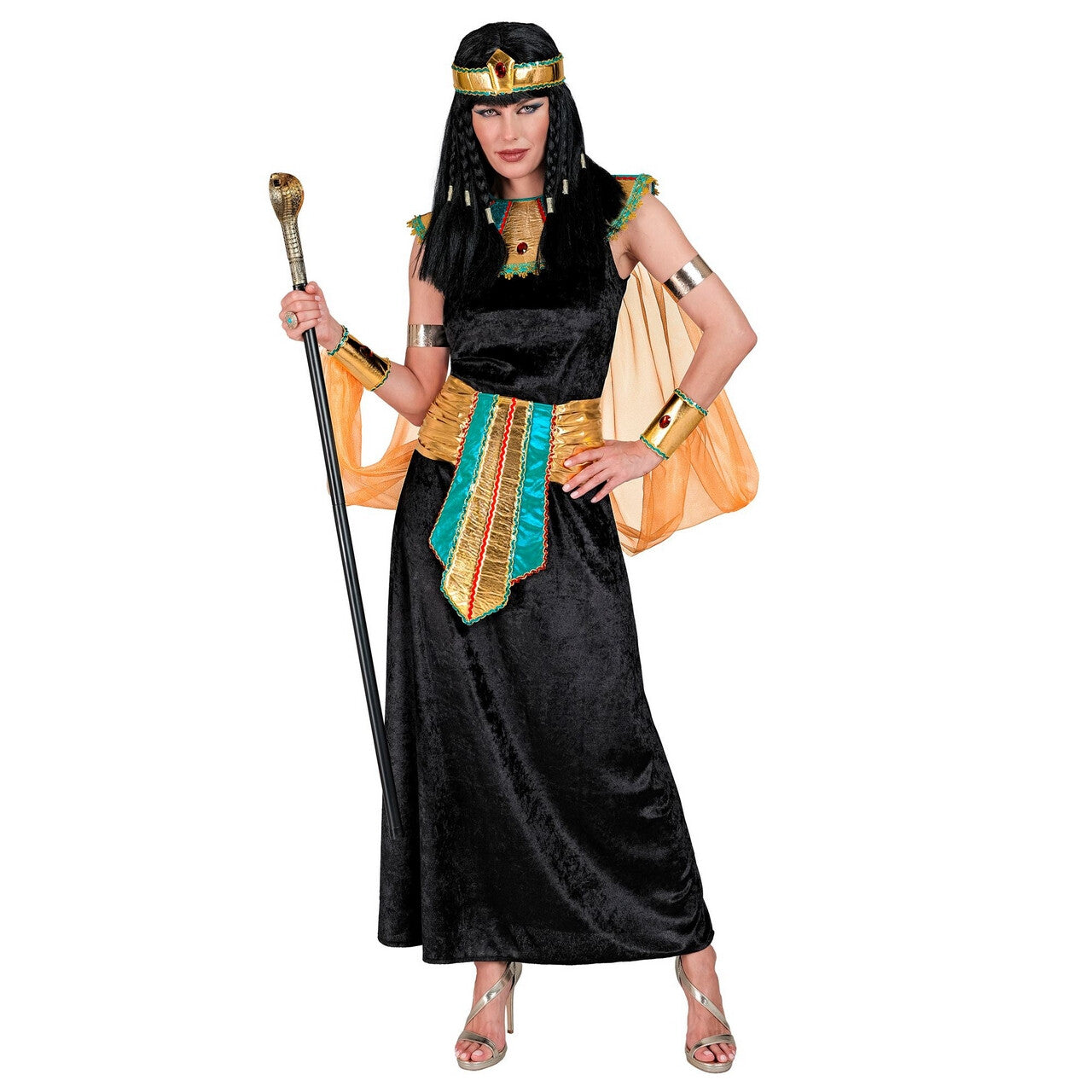 Op deze afbeelding zie je een Kostuums, van het merk Widmann. Gemene Egyptische Koningin Vrouw Kostuum
