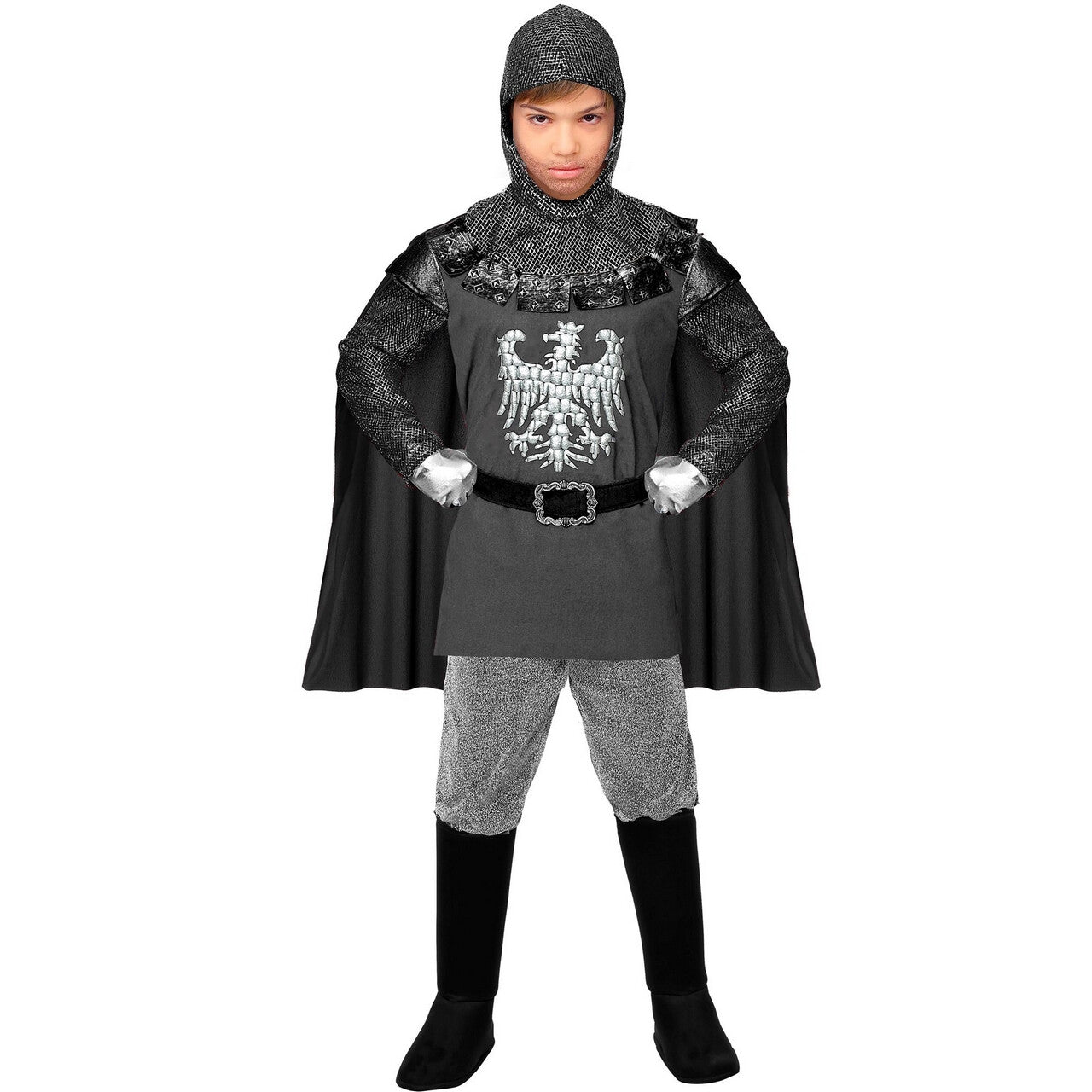 Op deze afbeelding zie je een Kostuums, van het merk Widmann. Zwarte Ridder Van Ravenhaven Kind Kostuum