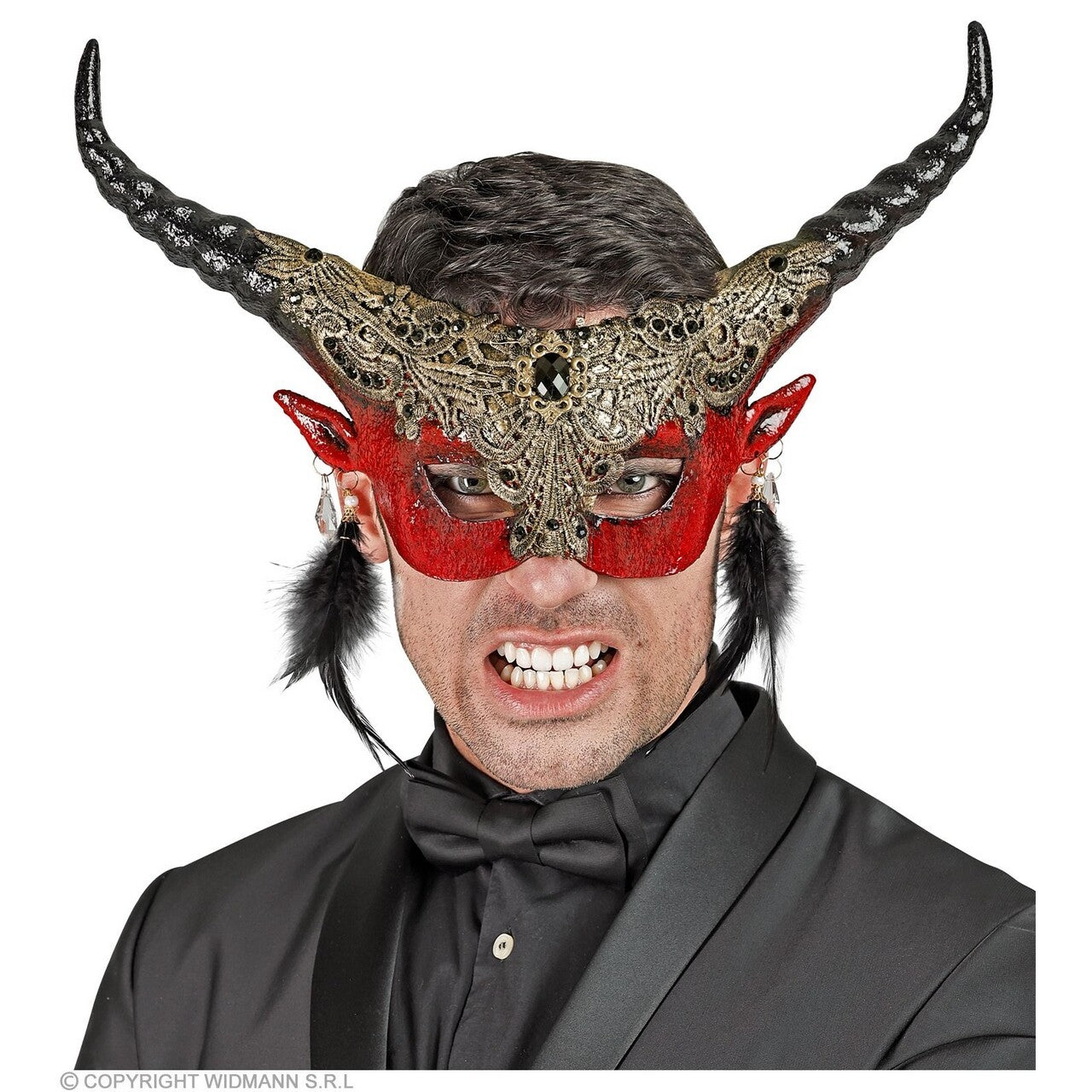 Op deze afbeelding zie je een Accessoires, van het merk Widmann. Oogmasker Theater Duivelachtige Hoorns