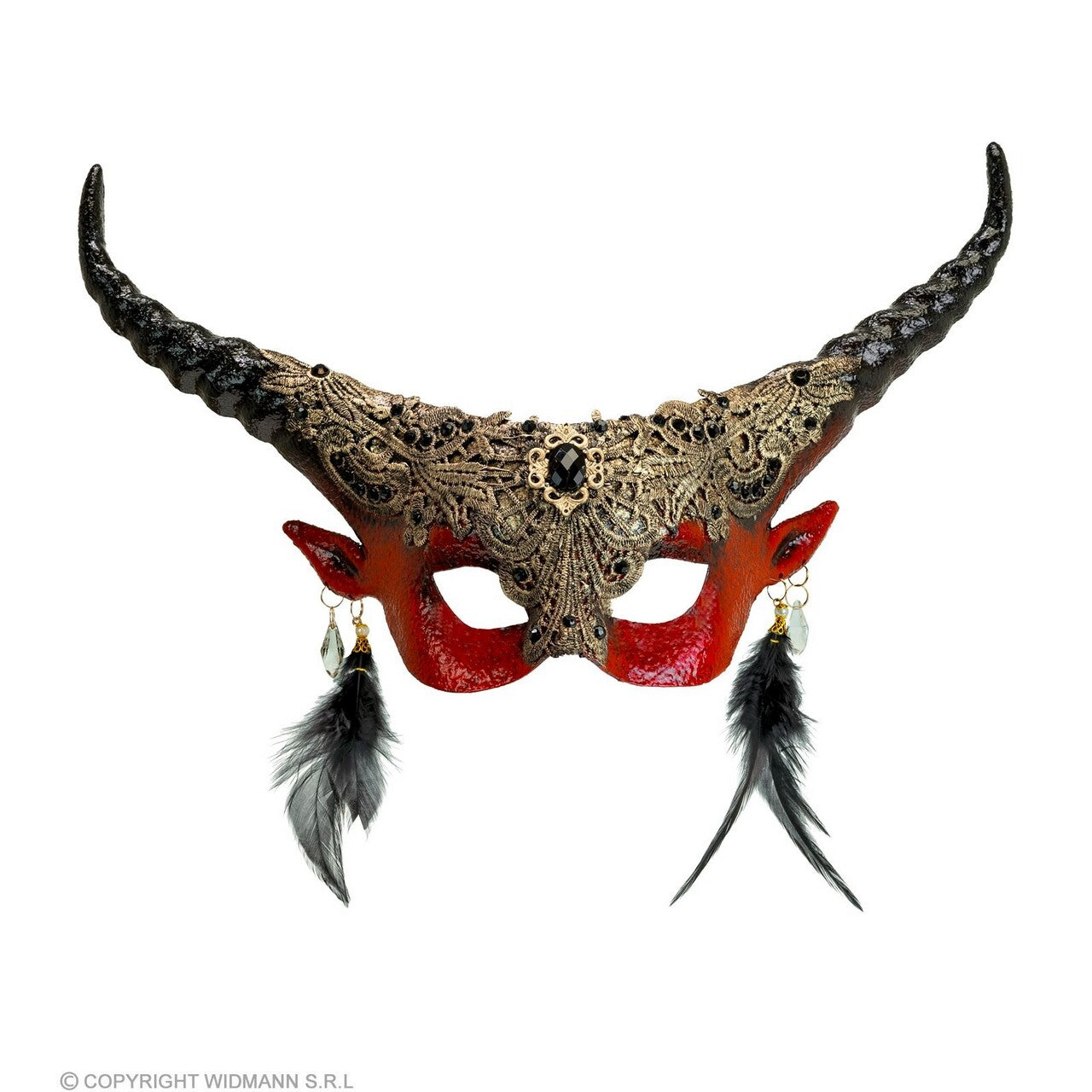 Op deze afbeelding zie je een Accessoires, van het merk Widmann. Oogmasker Theater Duivelachtige Hoorns