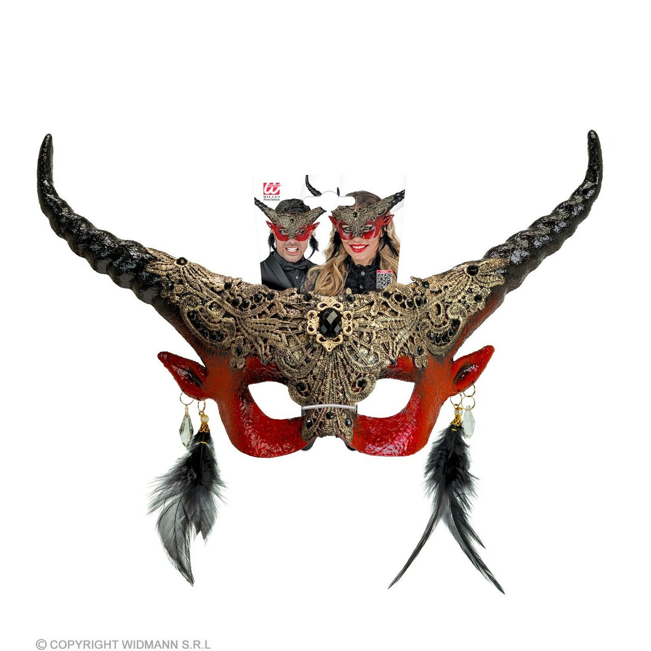 Op deze afbeelding zie je een Accessoires, van het merk Widmann. Oogmasker Theater Duivelachtige Hoorns