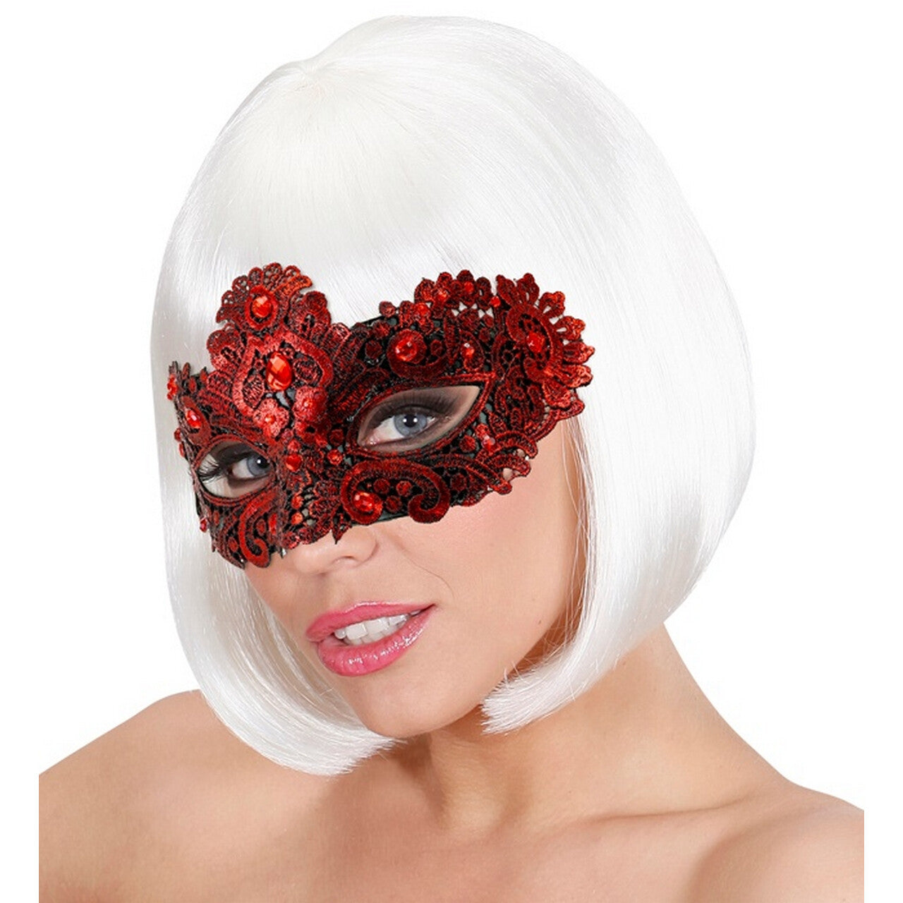 Op deze afbeelding zie je een Accessoires, van het merk Widmann. Oogmasker Rood Verleidelijke Schat